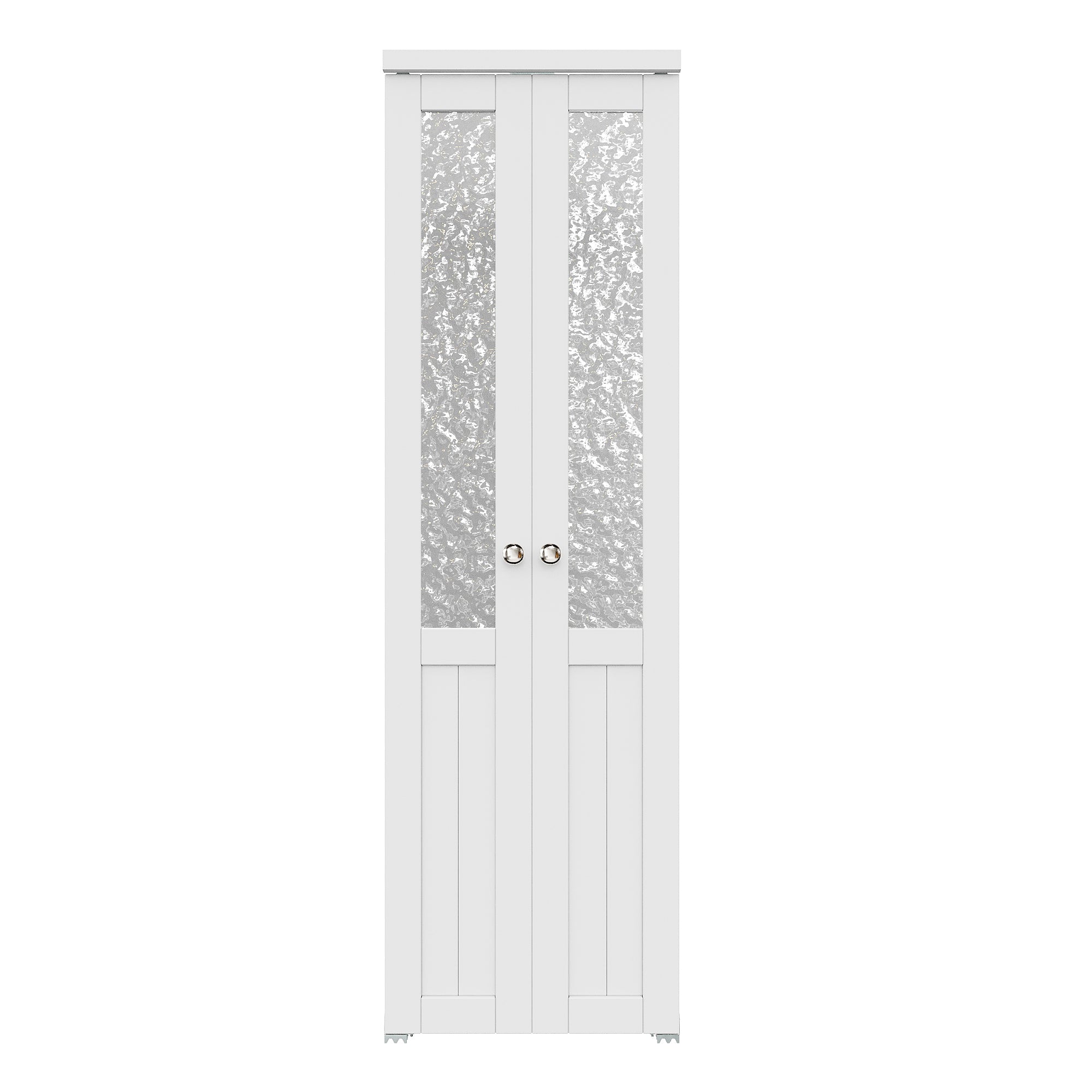 Ark Design Half-Lite Tempered Frosted Glass Closet Pivot Door with Hardware Kit & Knob, Solid Core MDF Wood & PVC Covered Finished, White