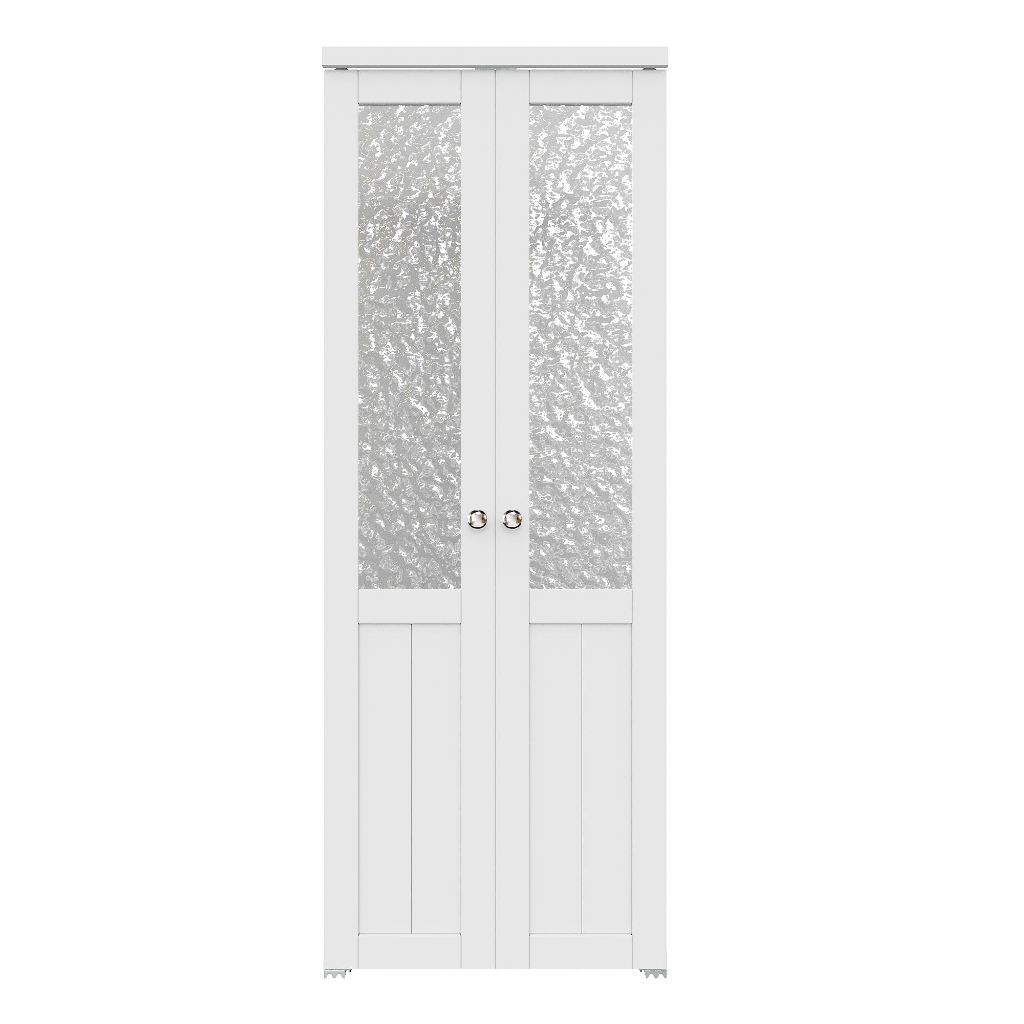 Ark Design Half-Lite Tempered Frosted Glass Closet Pivot Door with Hardware Kit & Knob, Solid Core MDF Wood & Prefinished & Paintable Surface, White