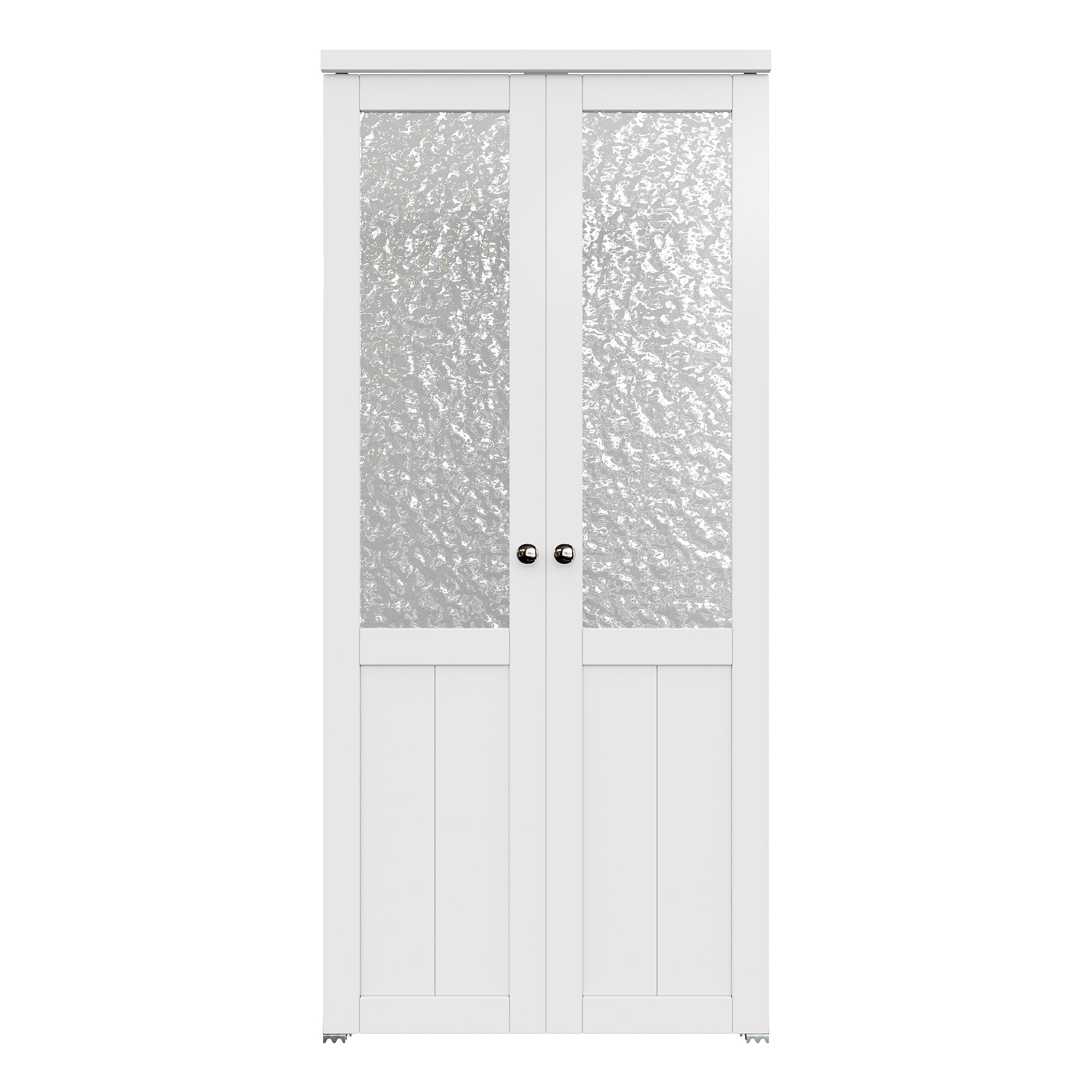 Ark Design Half-Lite Tempered Frosted Glass Closet Pivot Door with Hardware Kit & Knob, Solid Core MDF Wood & PVC Covered Finished, White