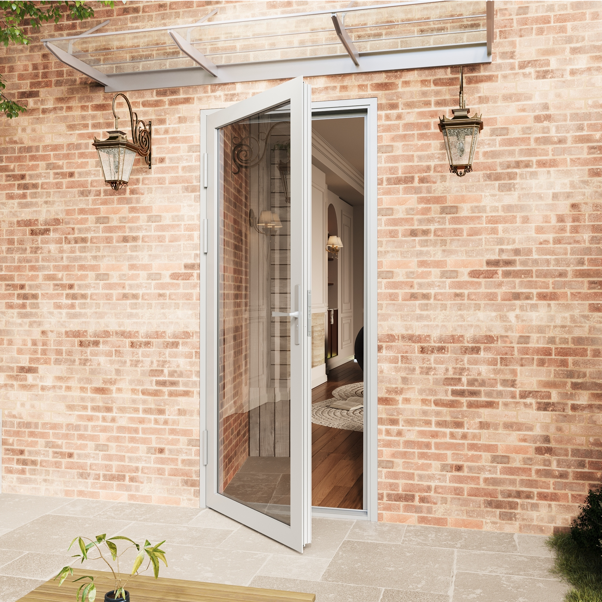 Ark Design 36 in. x 80 in. Single Tempered Glass White Aluminum Patio Door