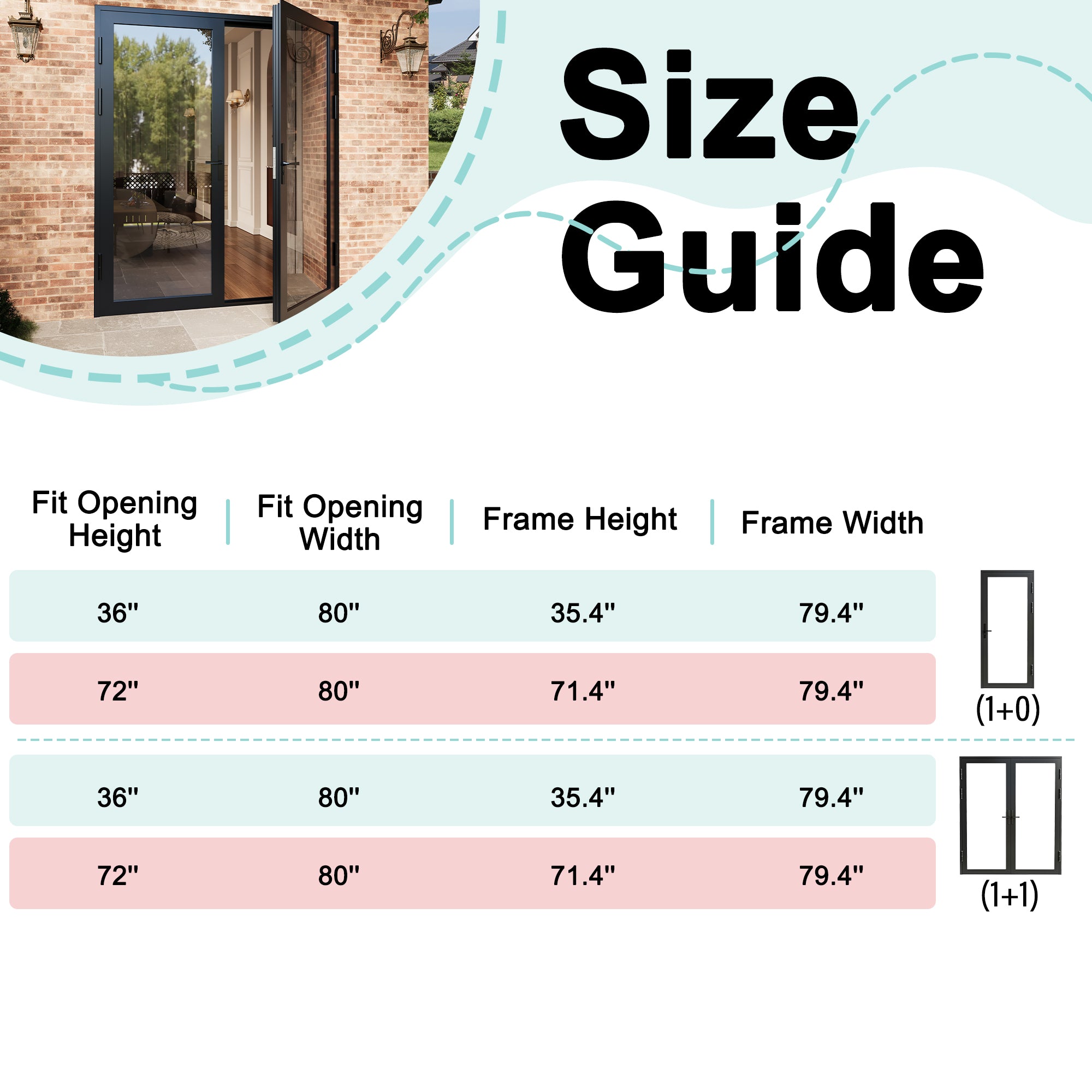 Ark Design 36 in. x 80 in. Single Tempered Glass Black Aluminum Patio Door