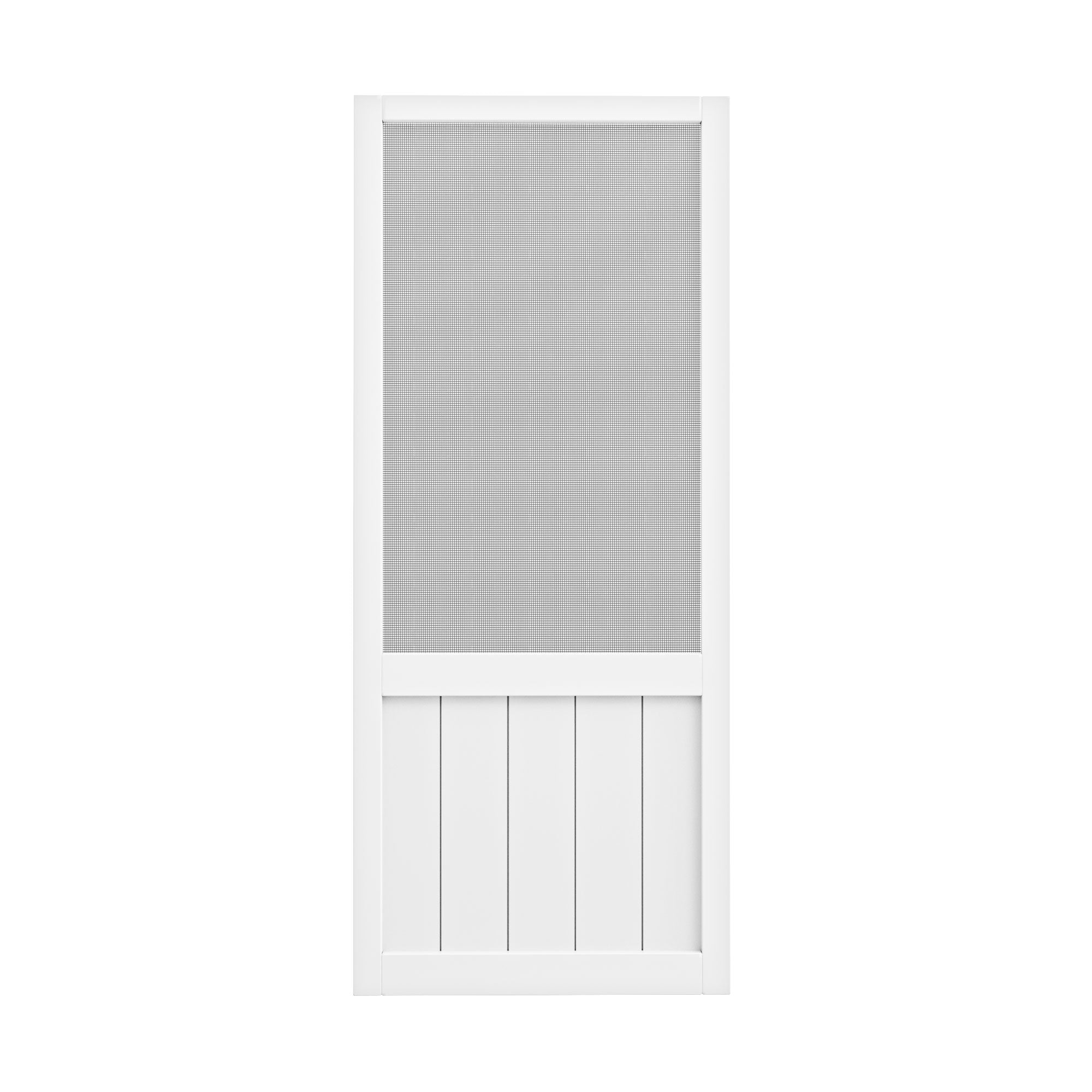 Ark Design Single Universal Paneled Finished Pine Wood and Gauze Mesh Hinged Screen Door, White