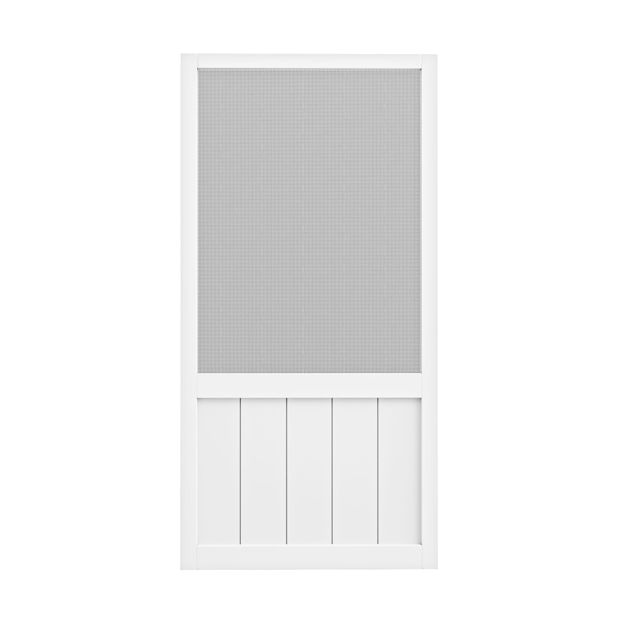 Ark Design Single Universal Paneled Finished Pine Wood and Gauze Mesh Hinged Screen Door, White