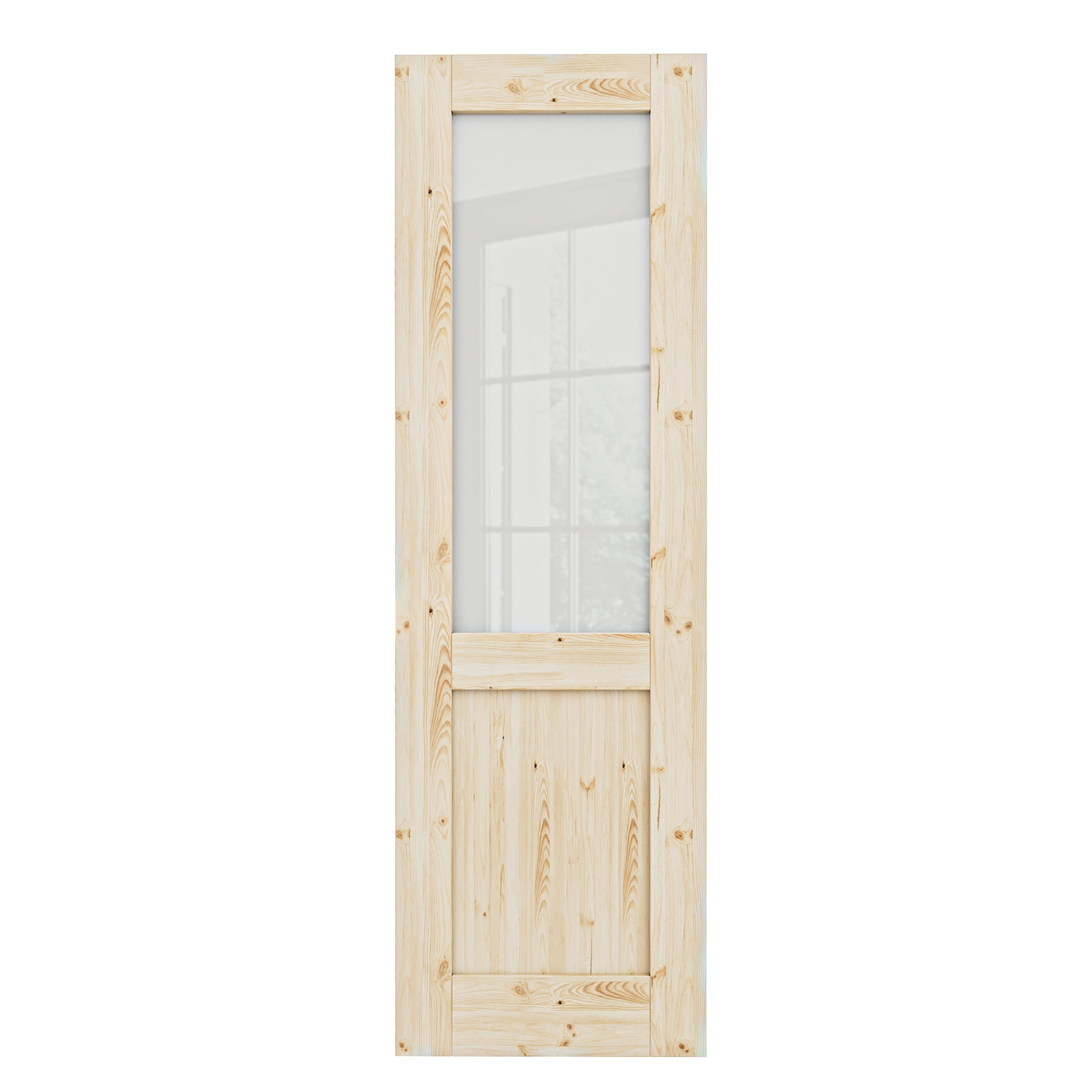 Ark Design Half-Lite Frosted Glass Door Slab with/without Prehung Kit, Solid Pine Wood & Unfinished