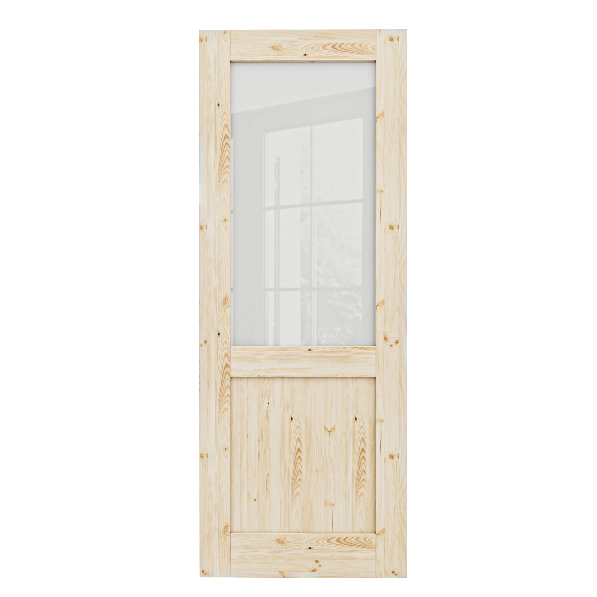Ark Design Half-Lite Frosted Glass Door Slab with/without Prehung Kit, Solid Pine Wood & Unfinished