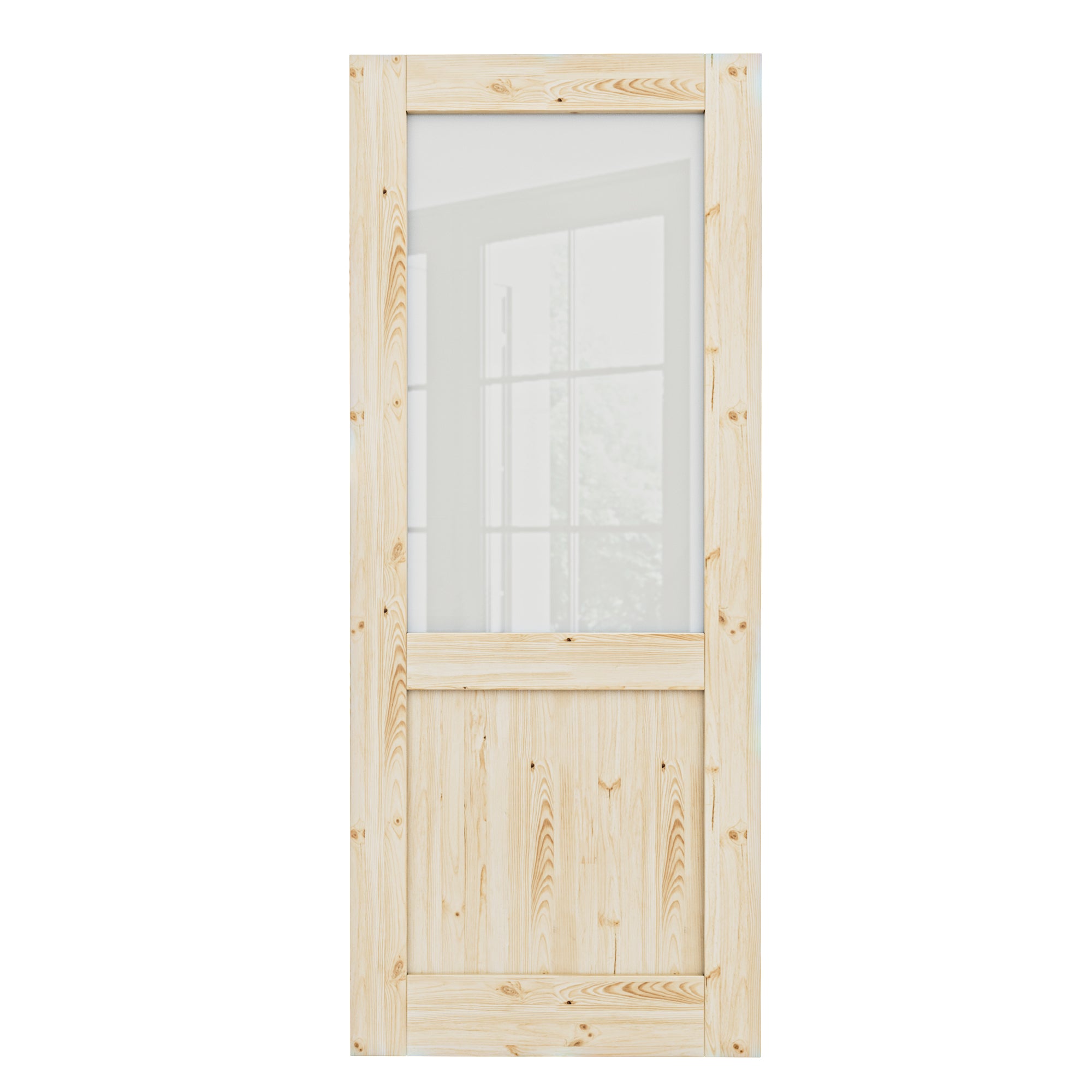 Ark Design Half-Lite Frosted Glass Door Slab with/without Prehung Kit, Solid Pine Wood & Unfinished