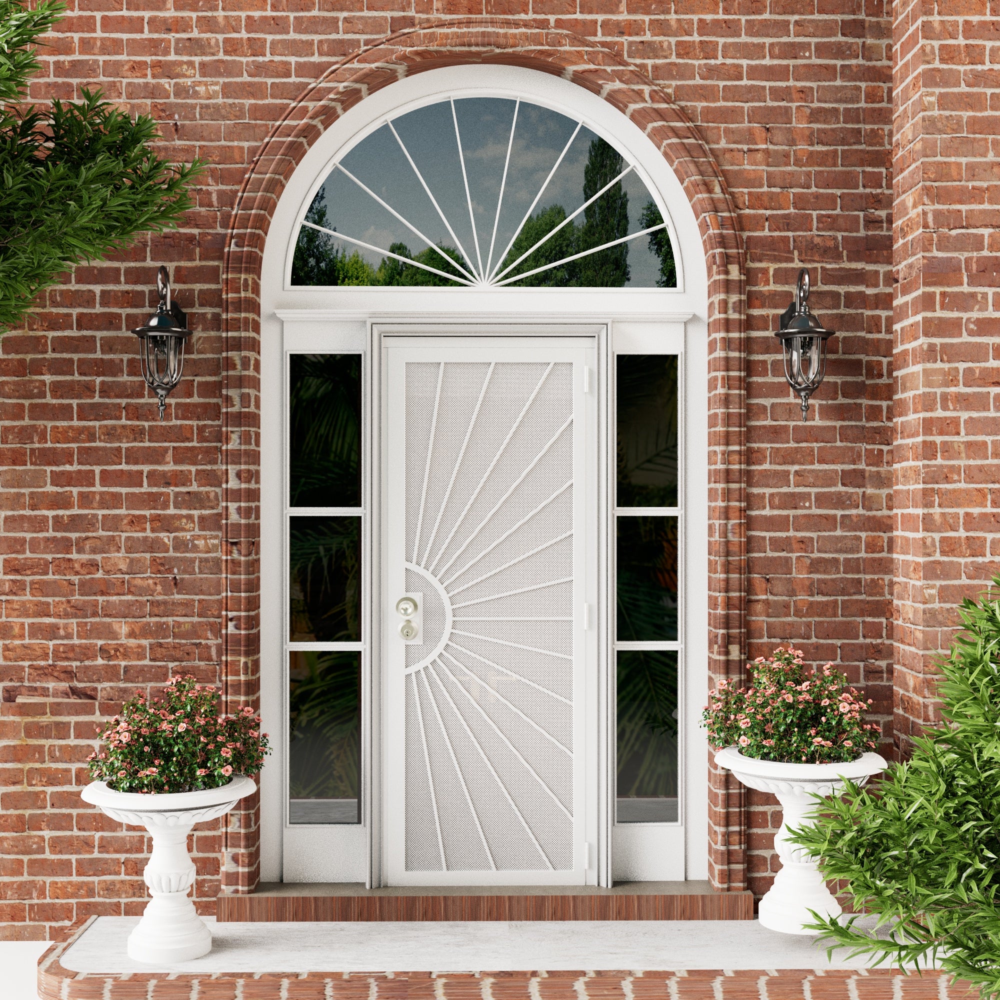 Ark Design Universal/Reversible Hinging White Surface Mount Steel Security Door with Perforated Metal Screen (Lock), White