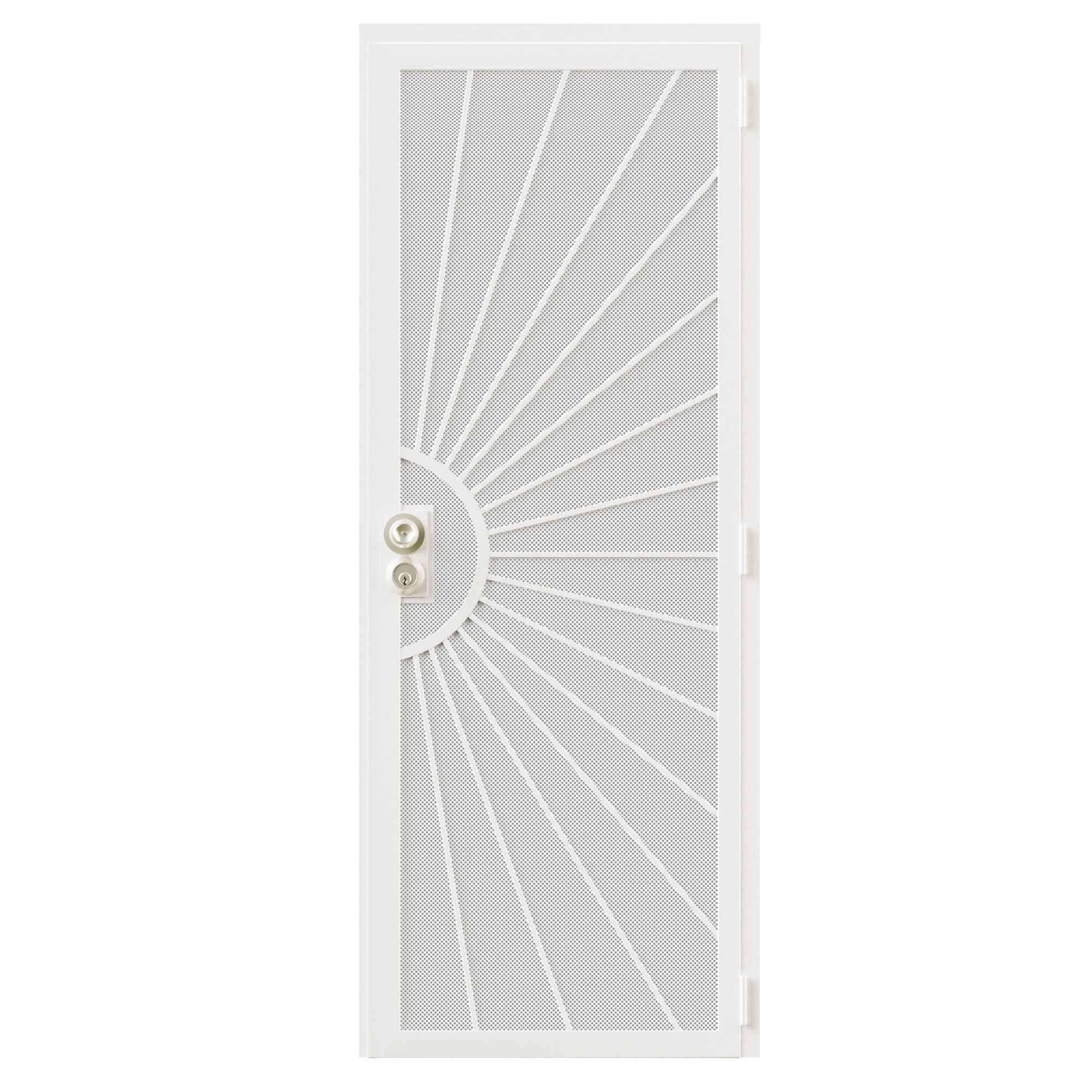 Ark Design Universal/Reversible Hinging White Surface Mount Steel Security Door with Perforated Metal Screen (Lock), White