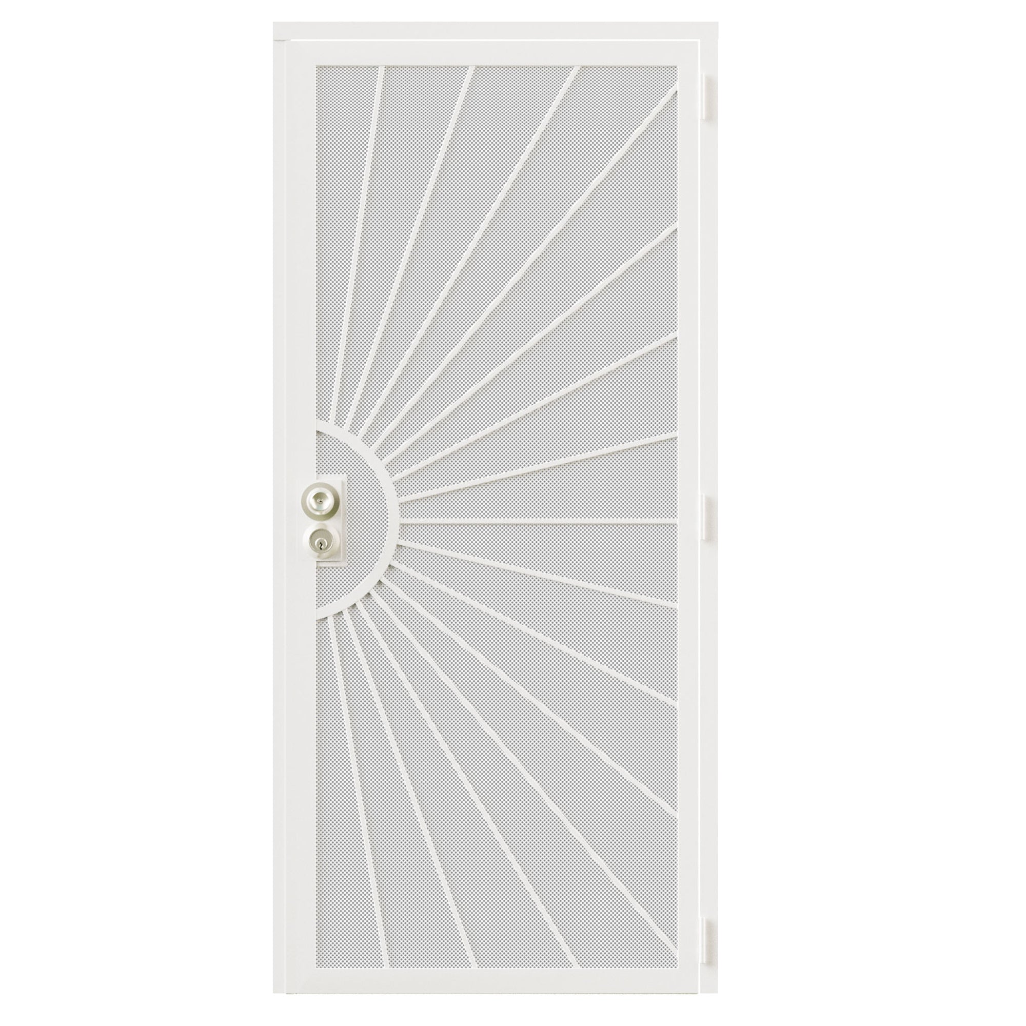 Ark Design Universal/Reversible Hinging White Surface Mount Steel Security Door with Perforated Metal Screen (Lock), White