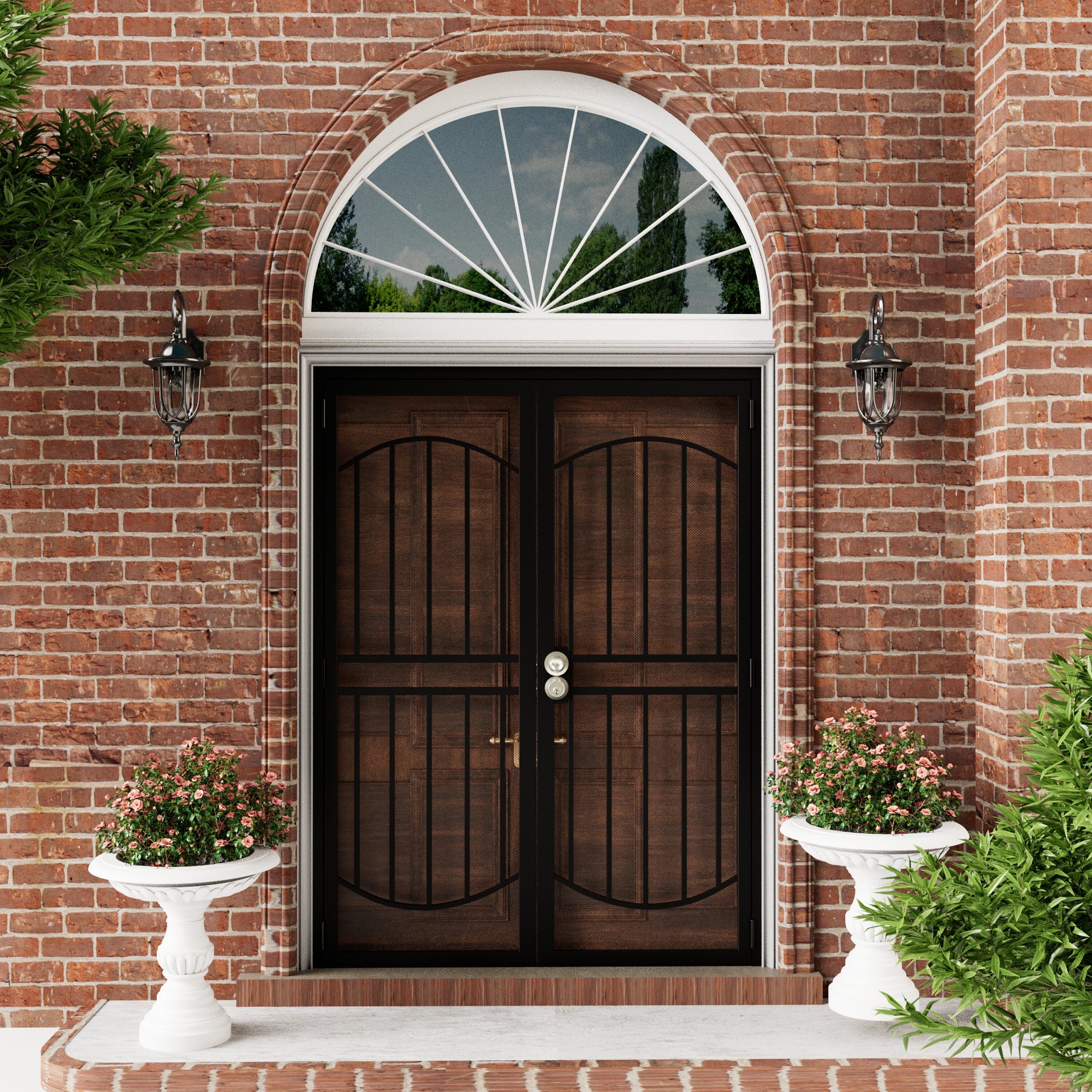 Ark Design Universal/Reversible Hinging White Surface Mount Steel Security Door with Expanded Metal Screen, Black