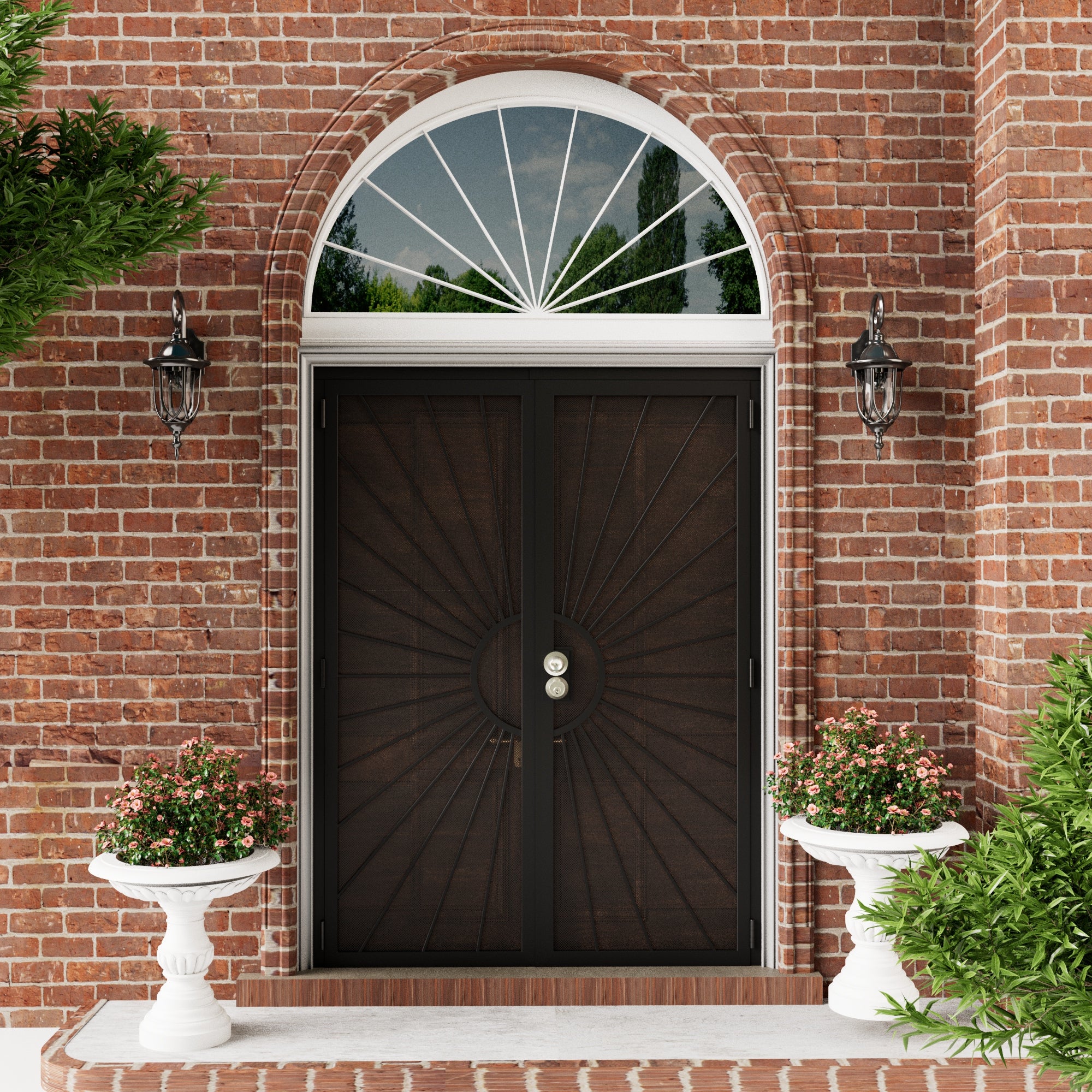 Ark Design Universal/Reversible Hinging White Surface Mount Steel Security Door with Perforated Metal Screen, Black