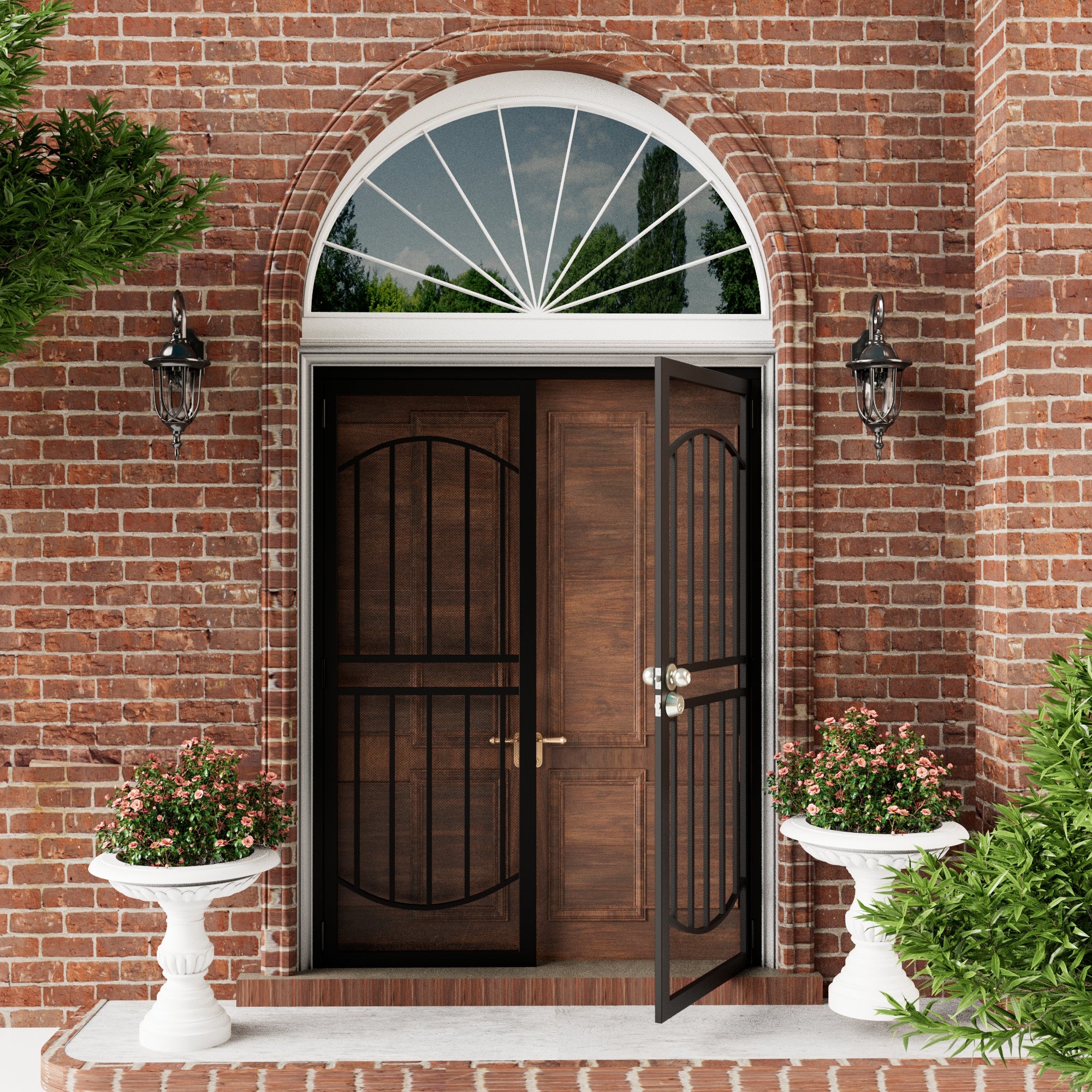 Ark Design Universal/Reversible Hinging White Surface Mount Steel Security Door with Expanded Metal Screen, Black