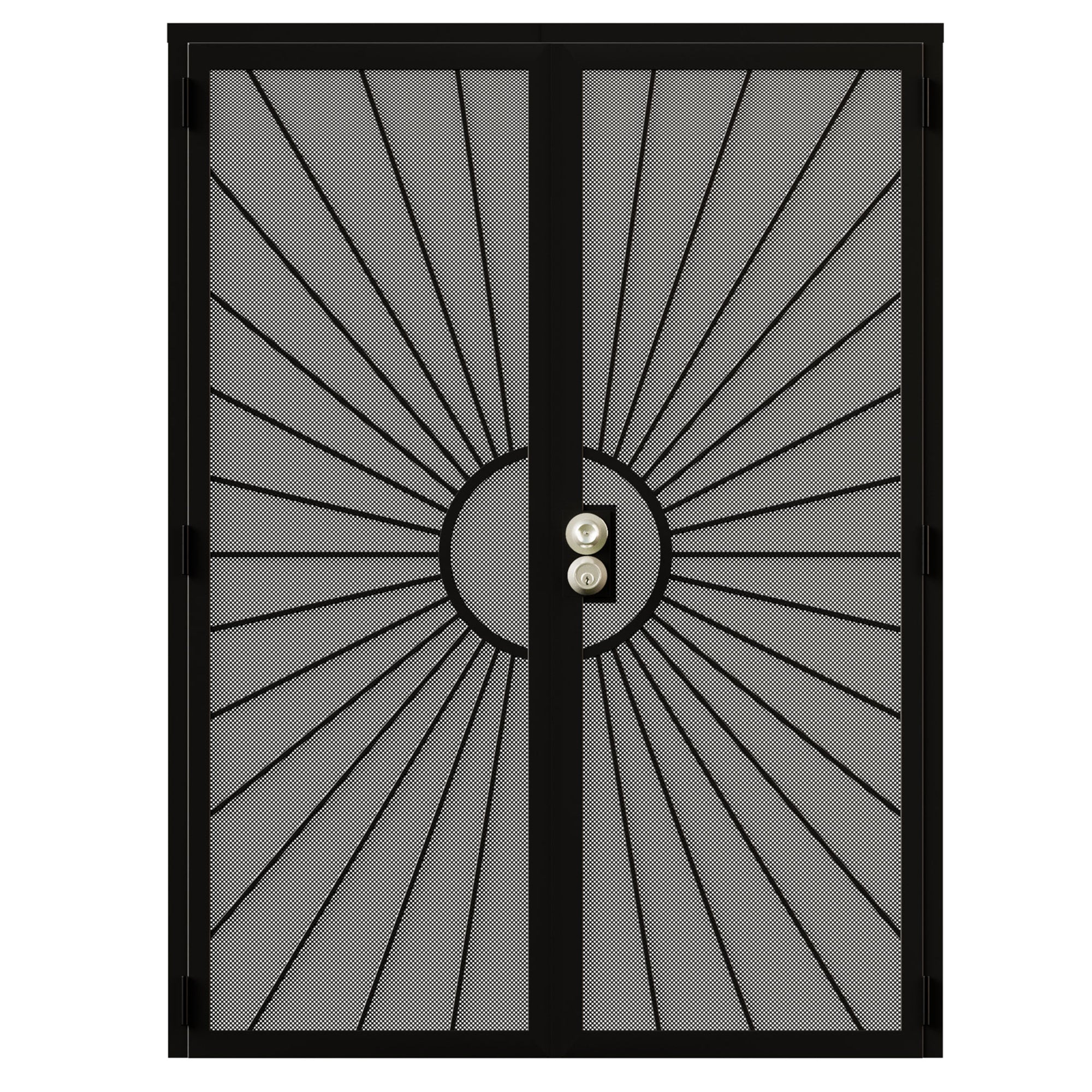 Ark Design Universal/Reversible Hinging White Surface Mount Steel Security Door with Perforated Metal Screen, Black