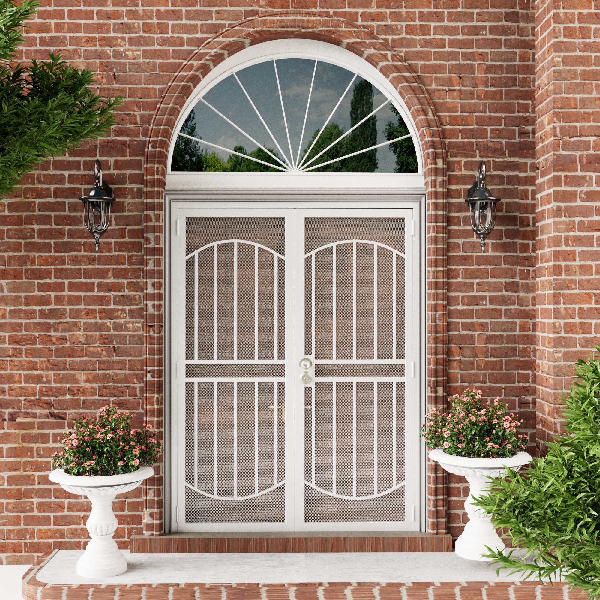 Ark Design Universal/Reversible Hinging White Surface Mount Steel Security Door with Expanded Metal Screen, White