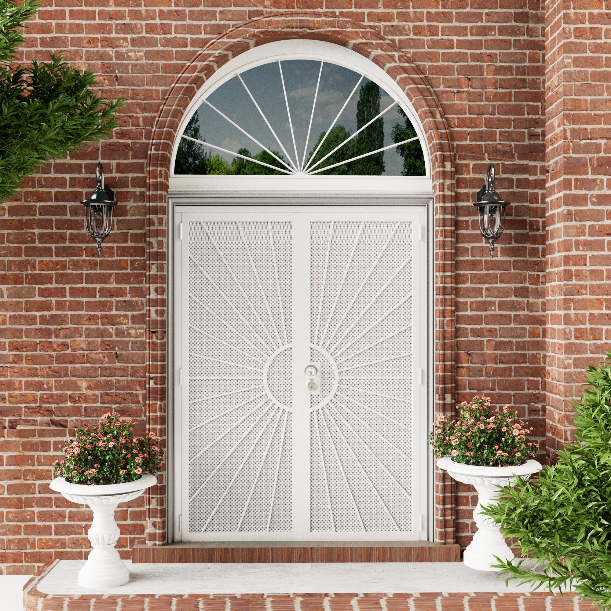 Ark Design Universal/Reversible Hinging White Surface Mount Steel Security Door with Perforated Metal Screen, White