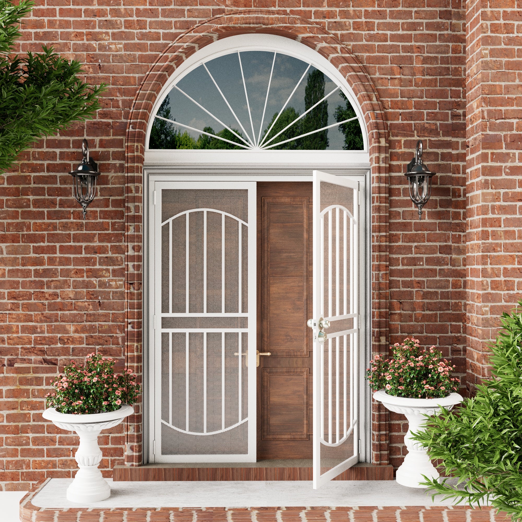 Ark Design Universal/Reversible Hinging White Surface Mount Steel Security Door with Expanded Metal Screen, White