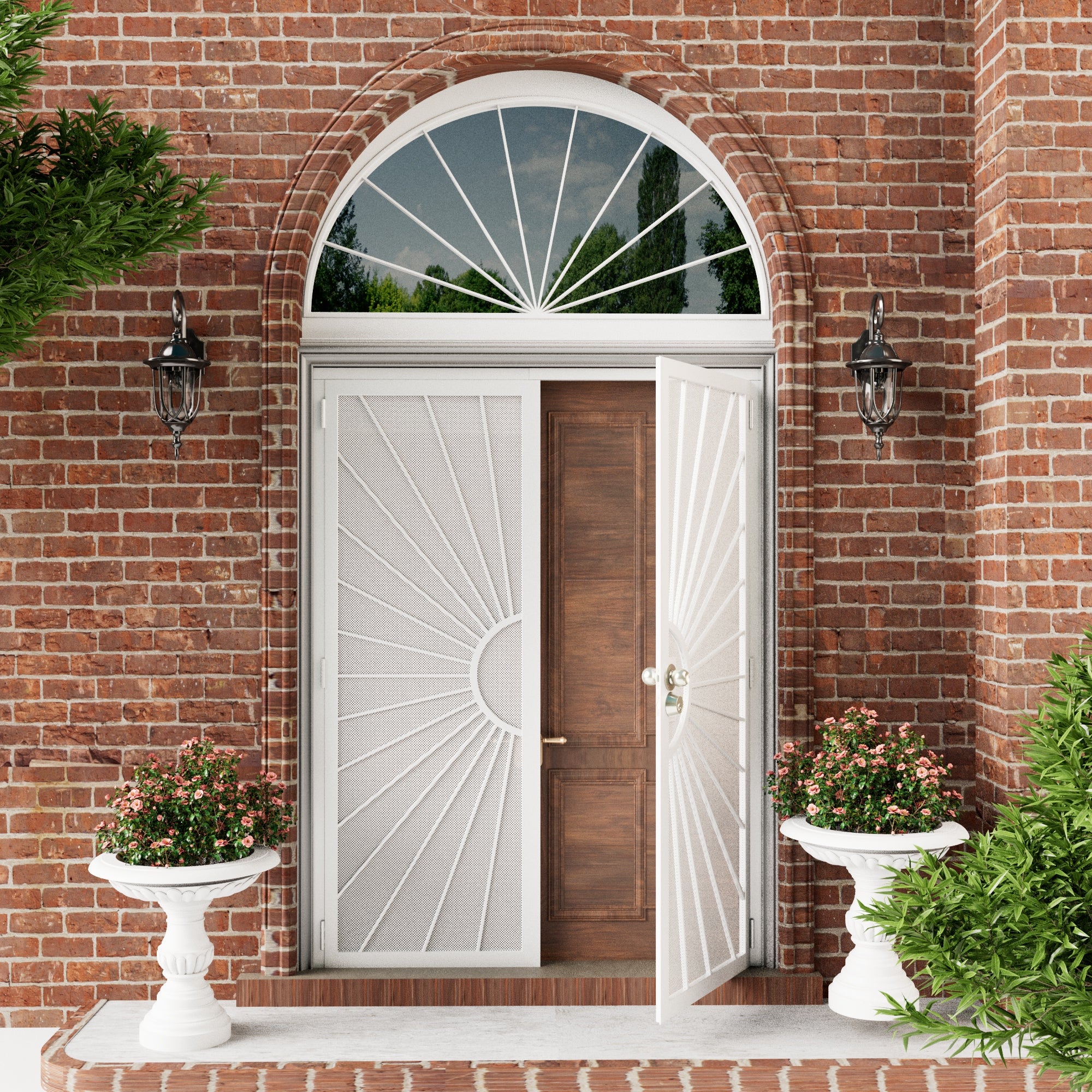 Ark Design Universal/Reversible Hinging White Surface Mount Steel Security Door with Perforated Metal Screen, White