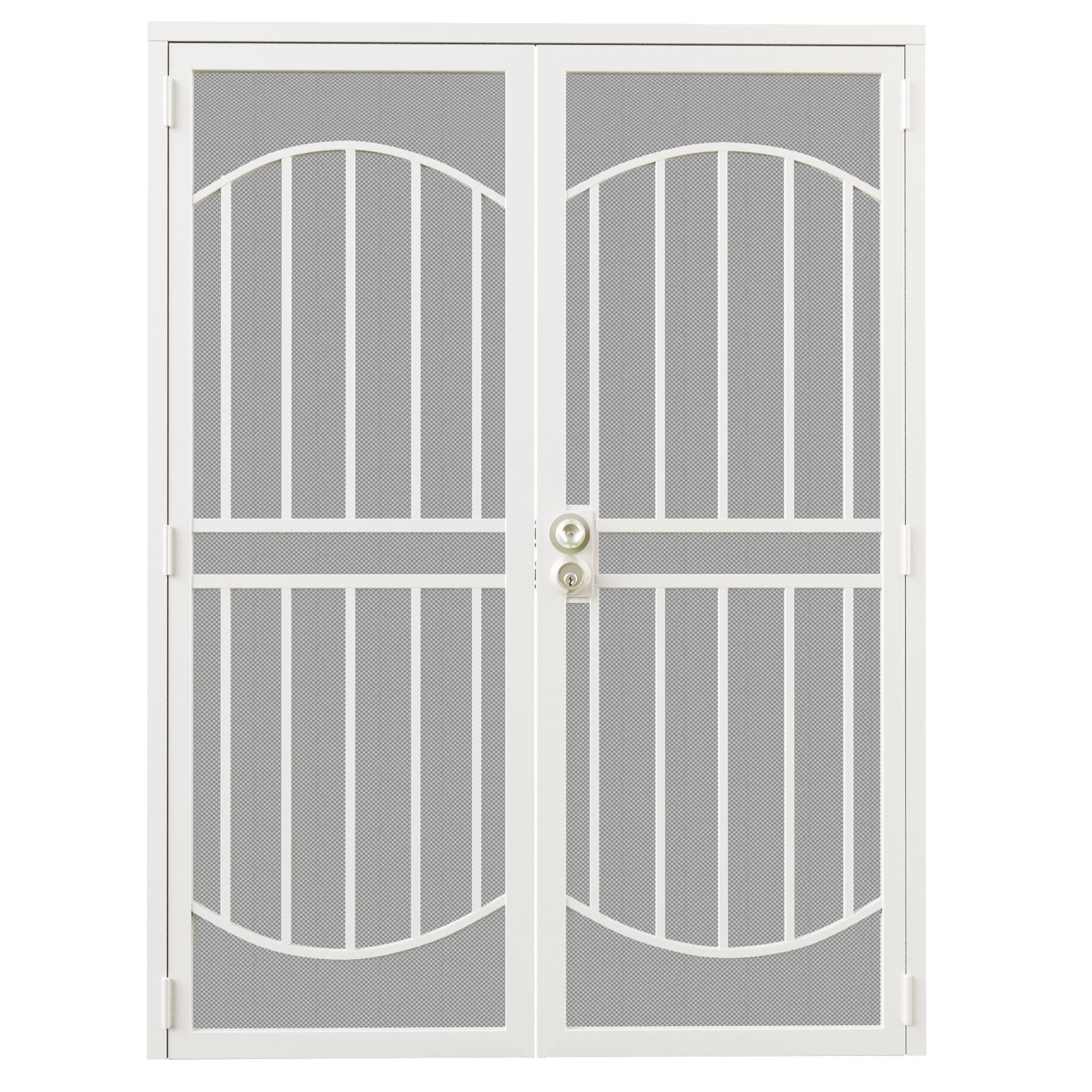 Ark Design Universal/Reversible Hinging White Surface Mount Steel Security Door with Expanded Metal Screen, White