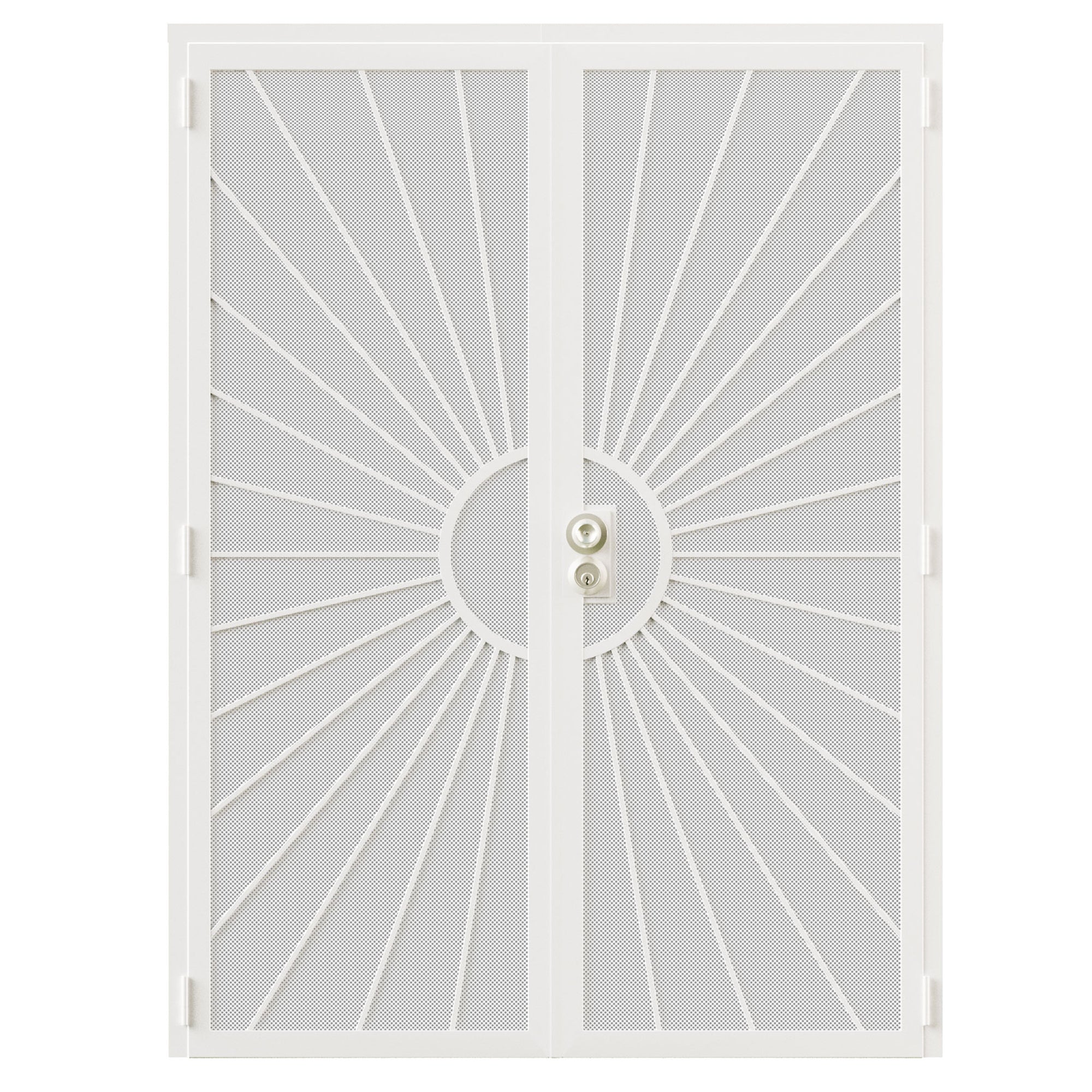 Ark Design Universal/Reversible Hinging White Surface Mount Steel Security Door with Perforated Metal Screen, White
