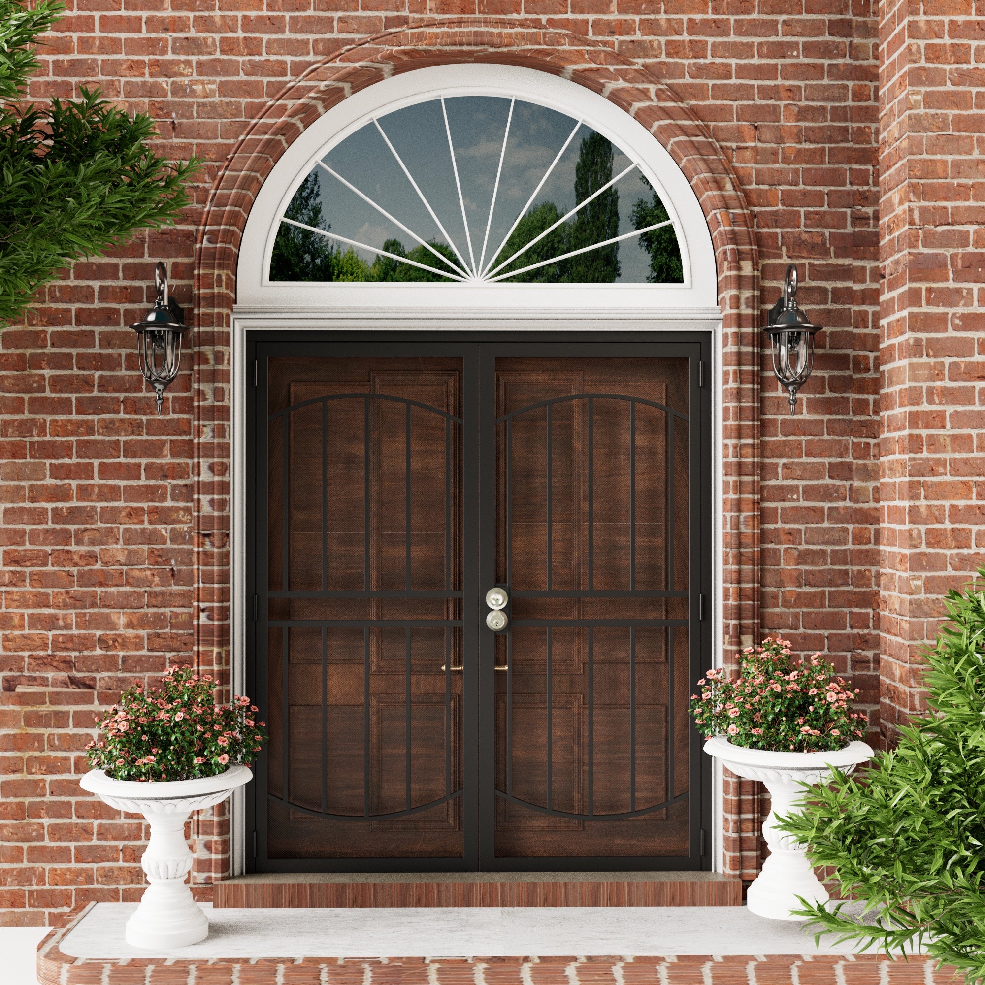 Ark Design Universal/Reversible Hinging White Surface Mount Steel Security Door with Expanded Metal Screen, Black