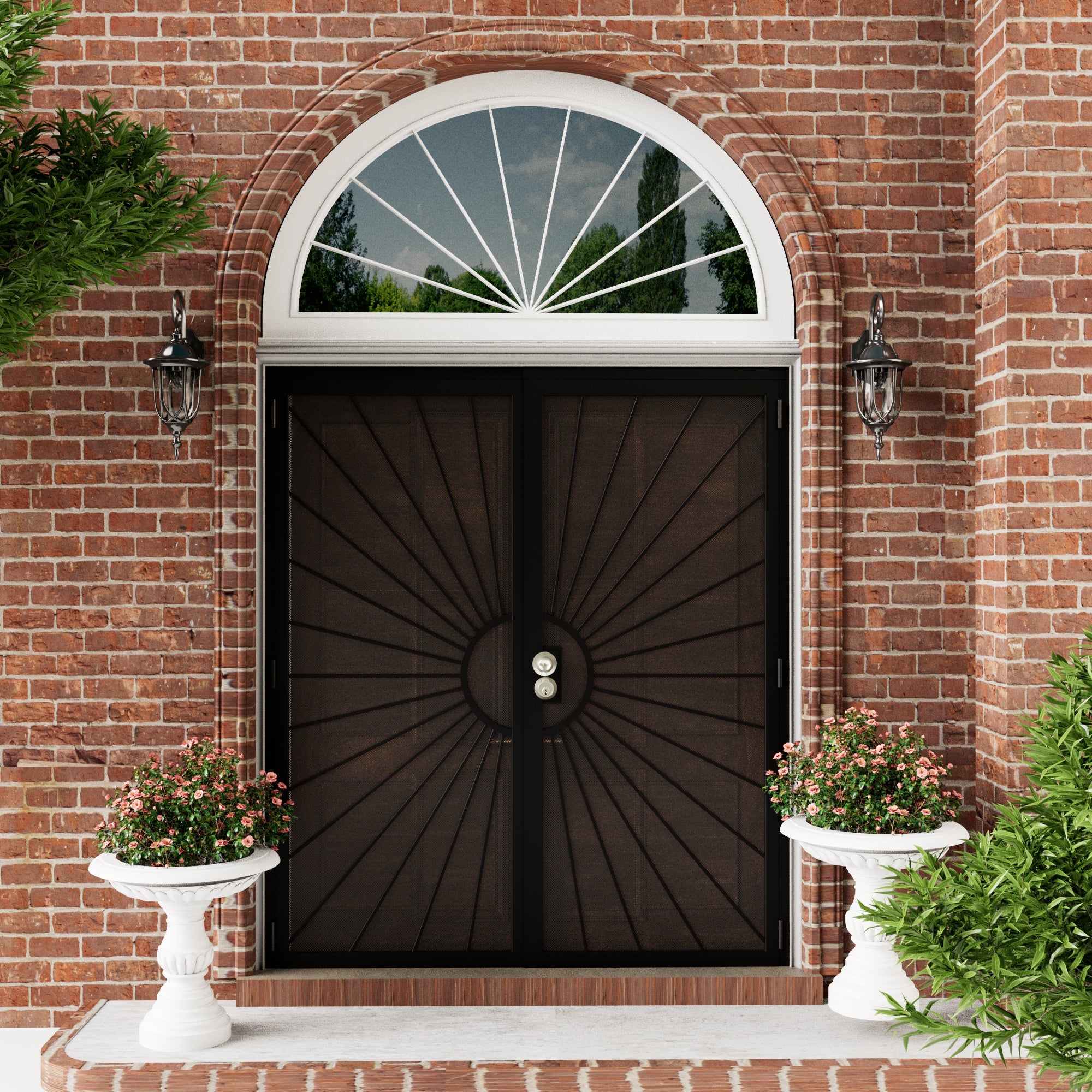 Ark Design Universal/Reversible Hinging White Surface Mount Steel Security Door with Perforated Metal Screen, Black