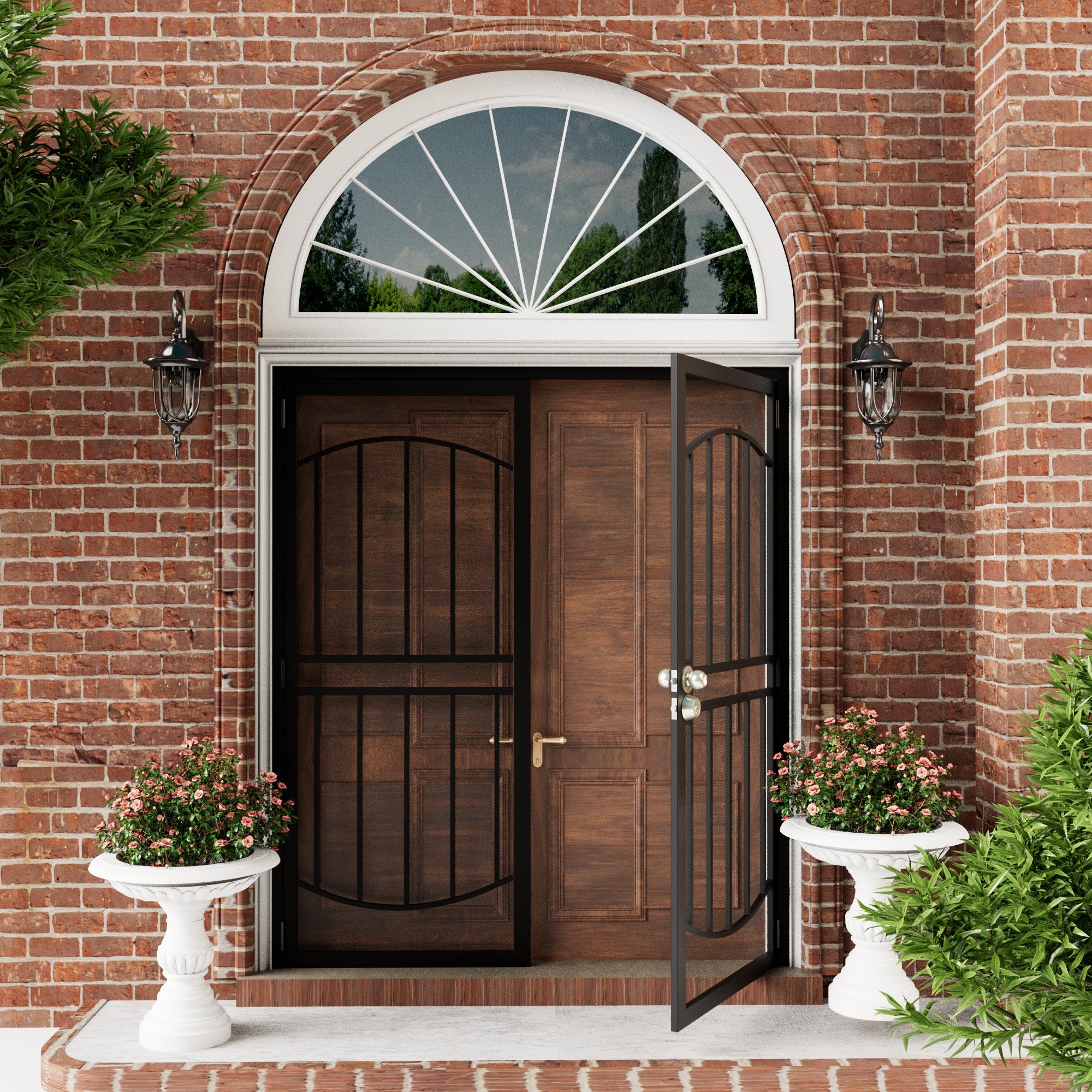 Ark Design Universal/Reversible Hinging White Surface Mount Steel Security Door with Expanded Metal Screen, Black