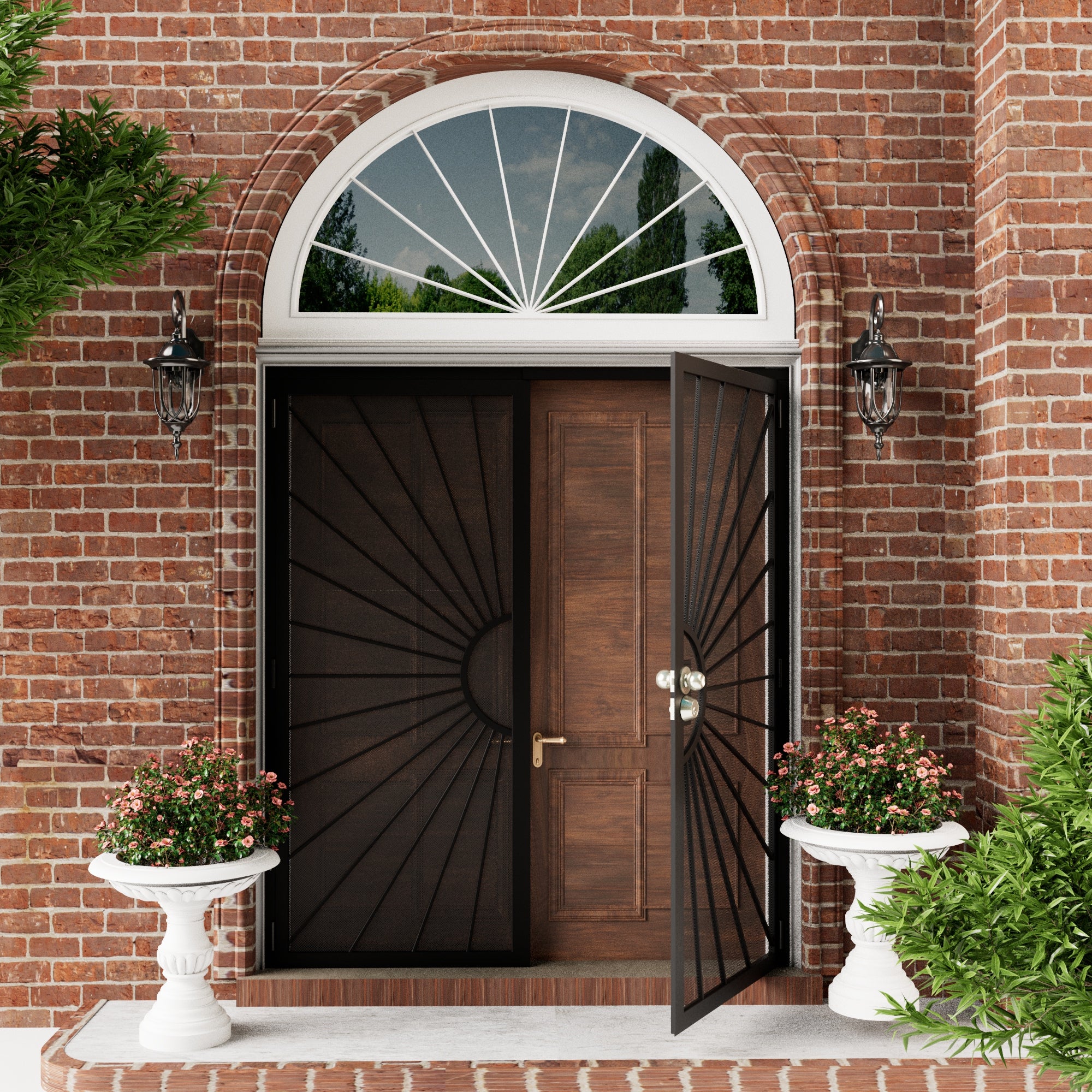 Ark Design Universal/Reversible Hinging White Surface Mount Steel Security Door with Perforated Metal Screen, Black