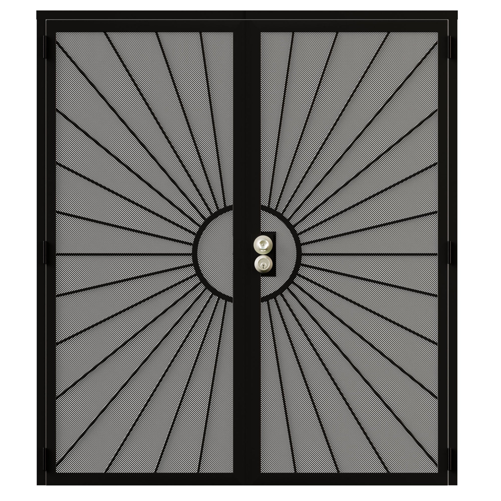 Ark Design Universal/Reversible Hinging White Surface Mount Steel Security Door with Perforated Metal Screen, Black