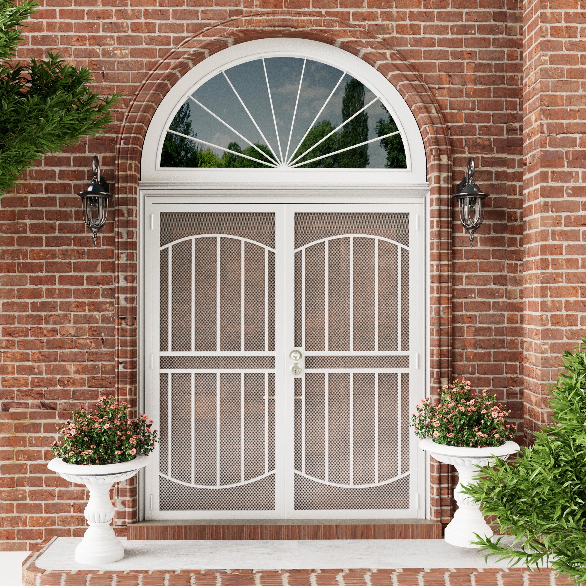 Ark Design Universal/Reversible Hinging White Surface Mount Steel Security Door with Expanded Metal Screen, White