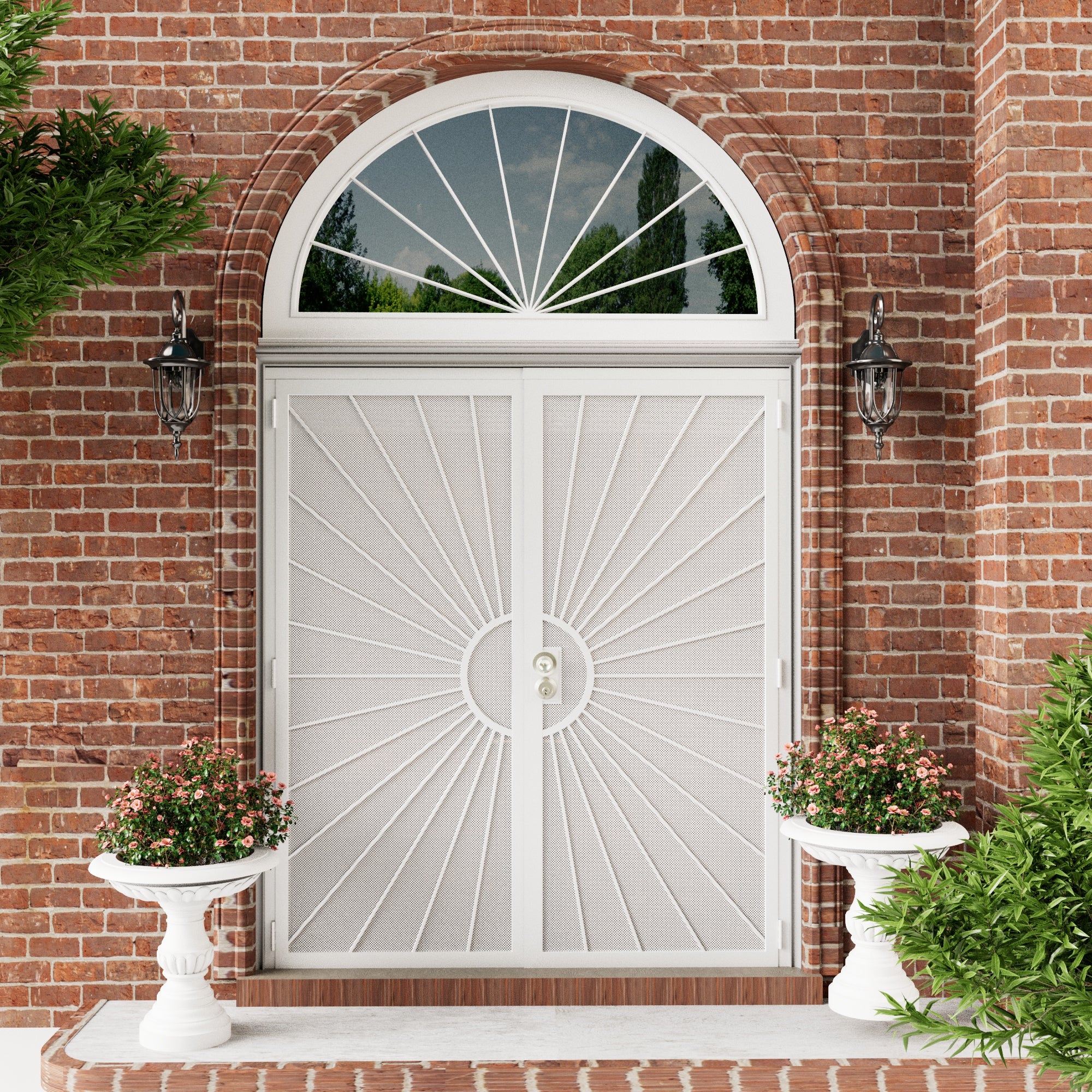 Ark Design Universal/Reversible Hinging White Surface Mount Steel Security Door with Perforated Metal Screen, White
