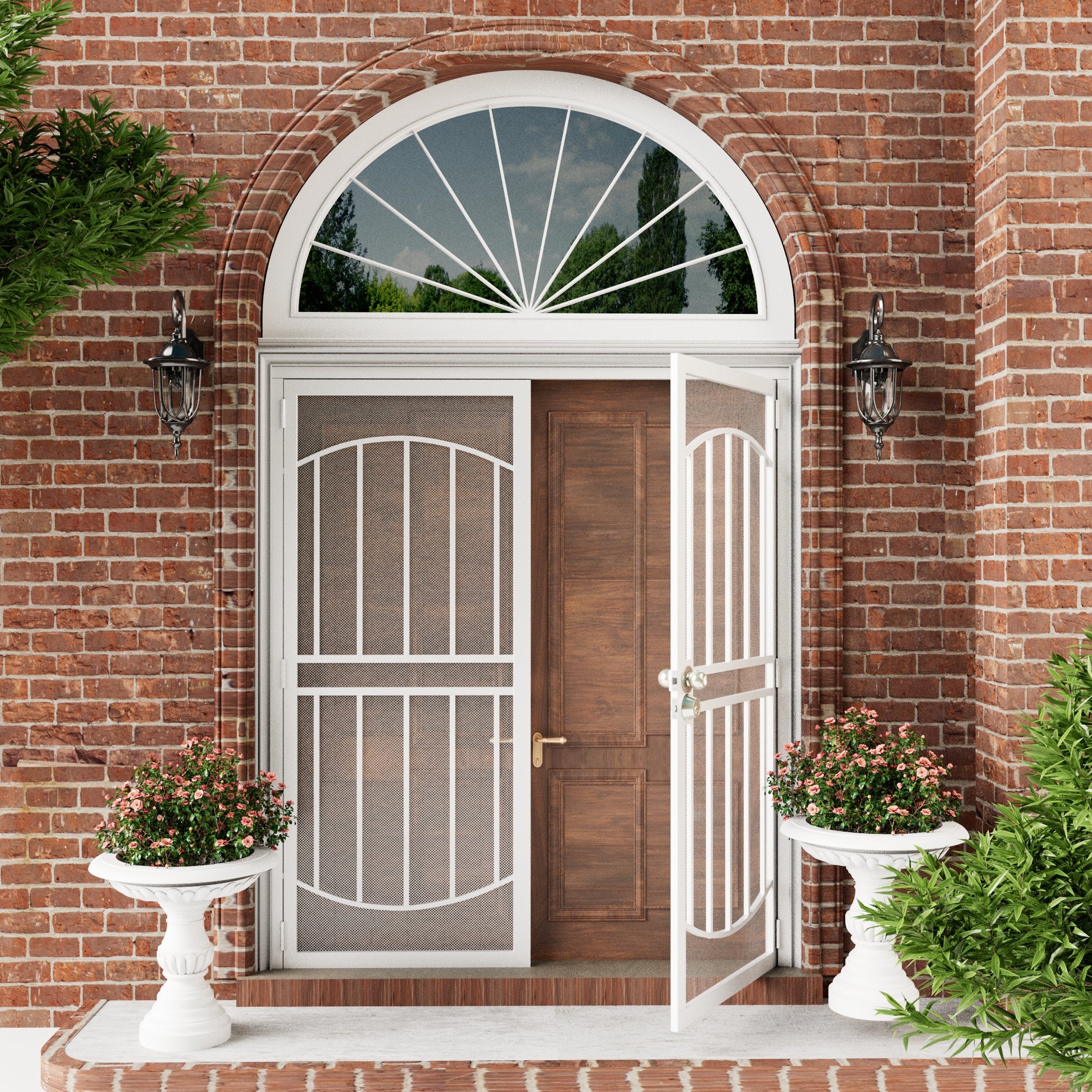 Ark Design Universal/Reversible Hinging White Surface Mount Steel Security Door with Expanded Metal Screen, White