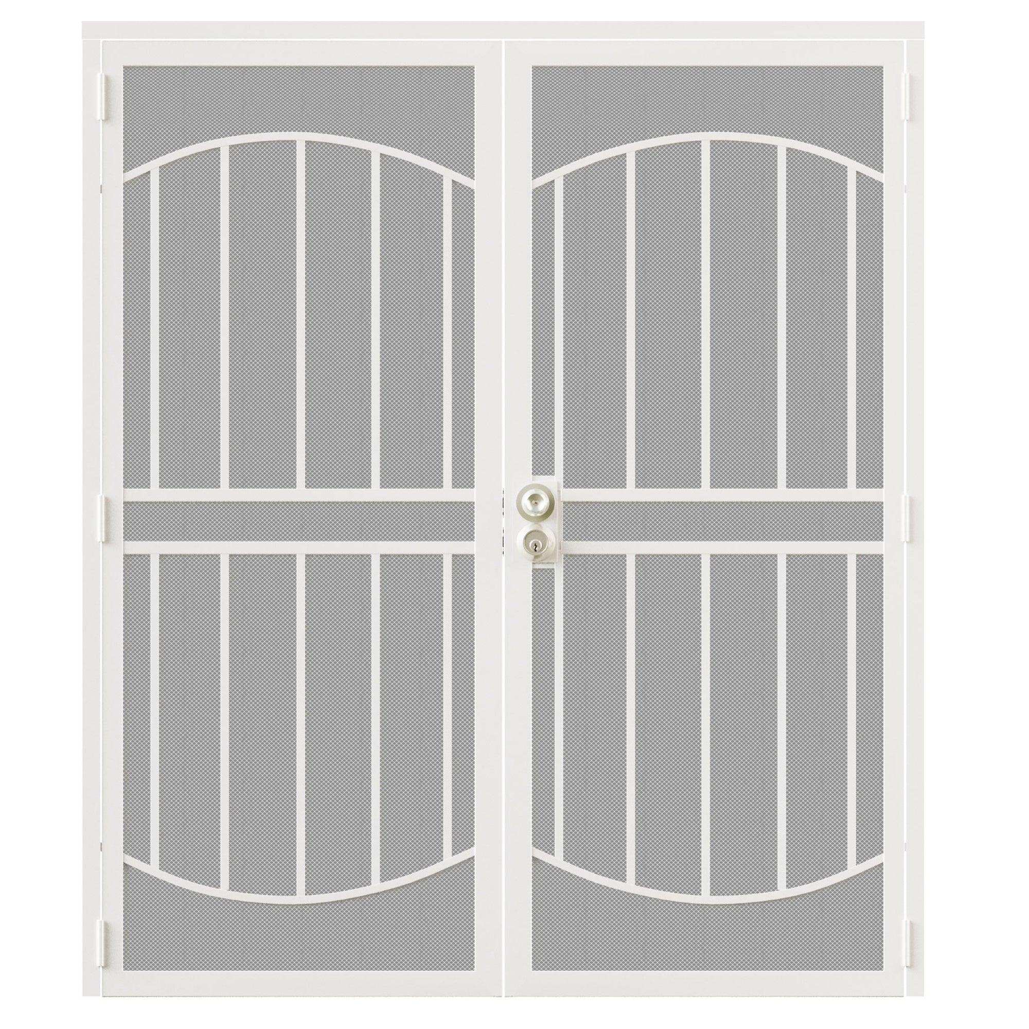 Ark Design Universal/Reversible Hinging White Surface Mount Steel Security Door with Expanded Metal Screen, White