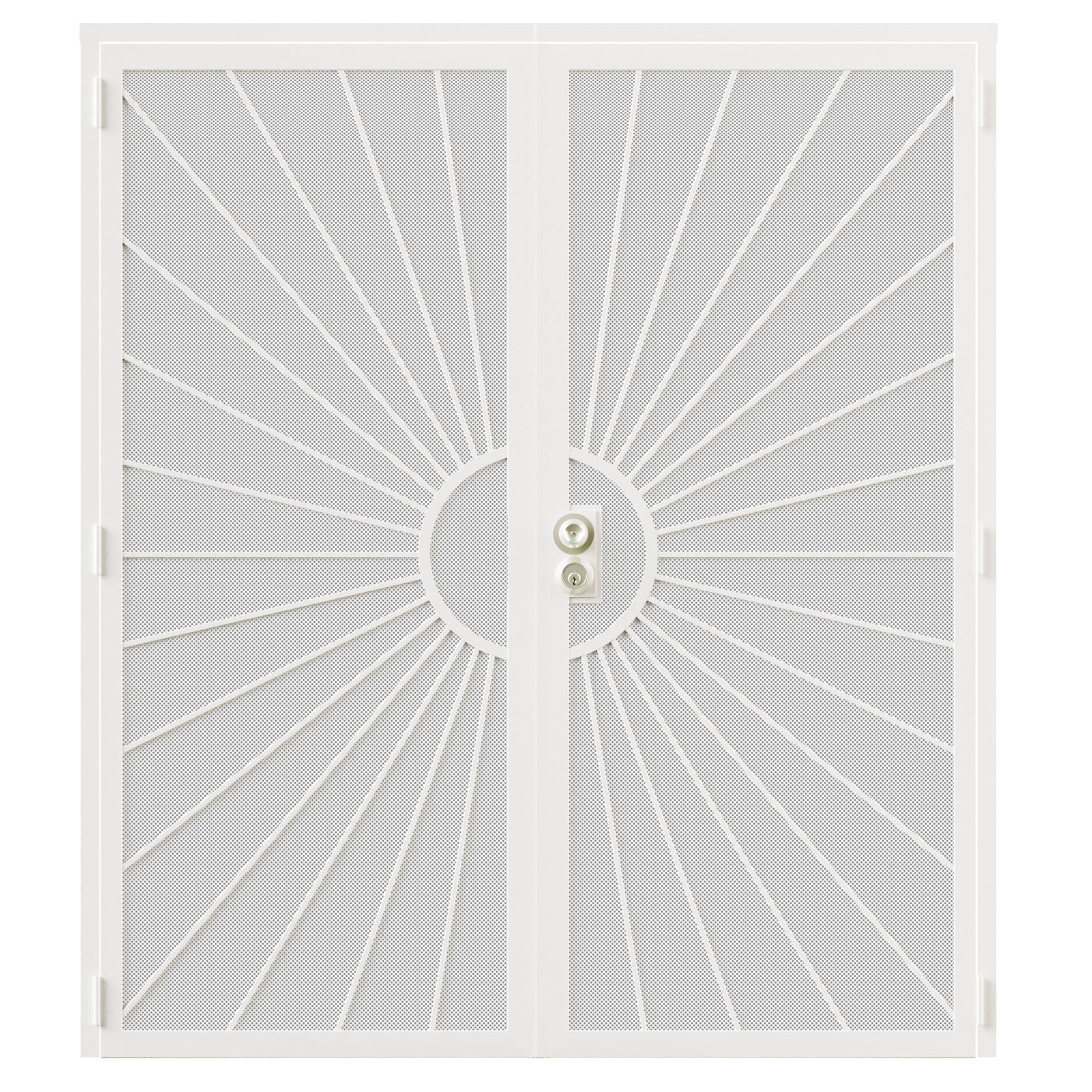 Ark Design Universal/Reversible Hinging White Surface Mount Steel Security Door with Perforated Metal Screen, White