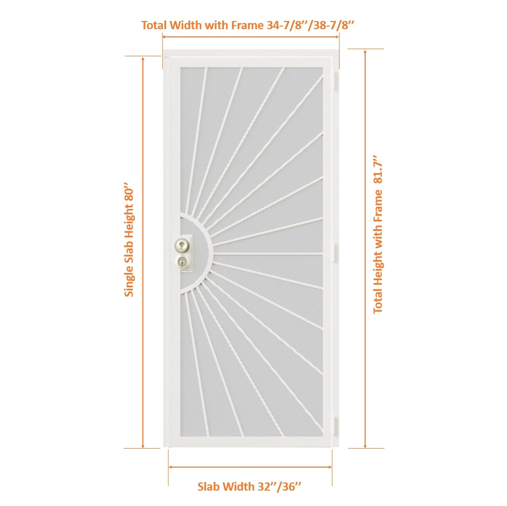 Ark Design Universal/Reversible Hinging White Surface Mount Steel Security Door with Perforated Metal Screen (Lock), White