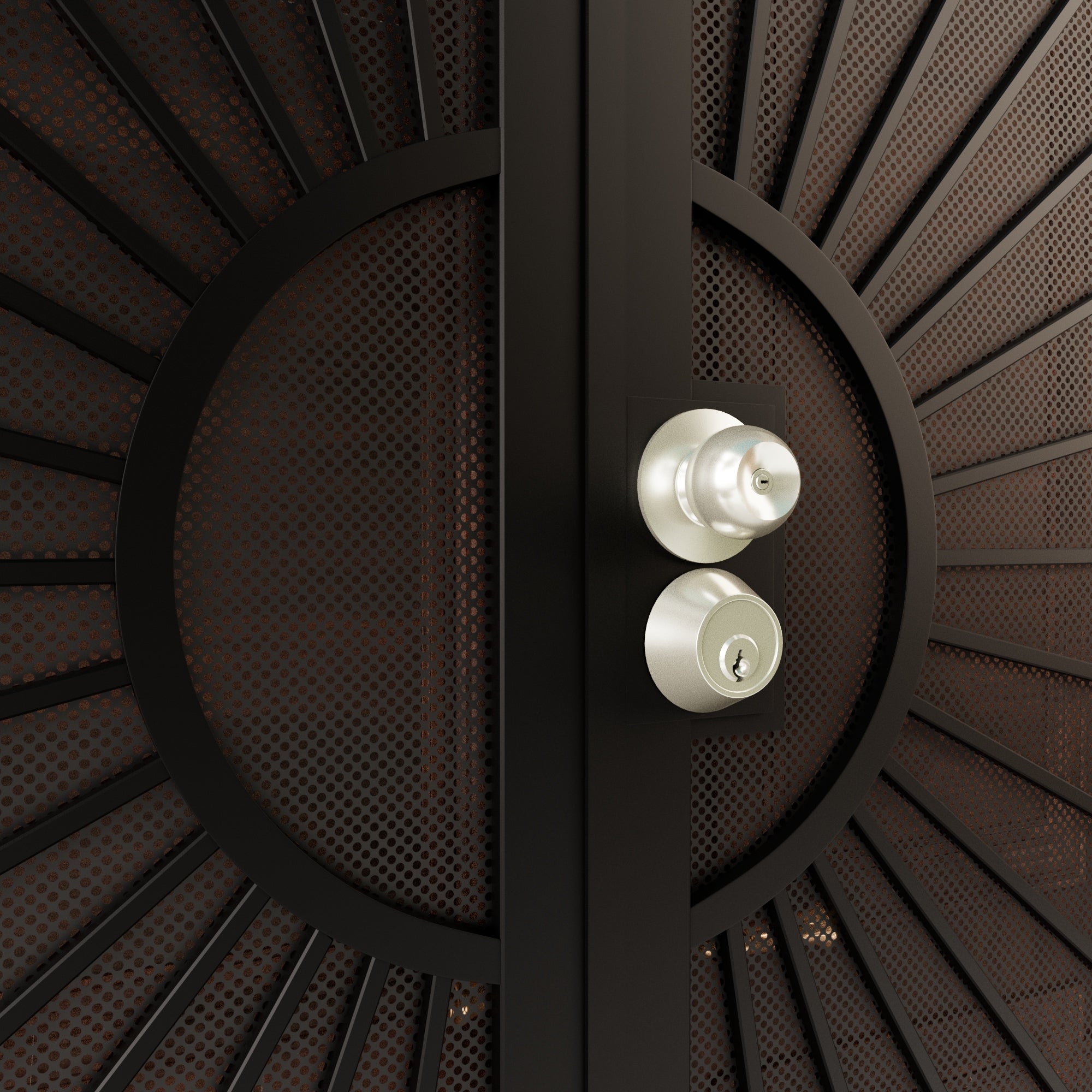 Ark Design Universal/Reversible Hinging White Surface Mount Steel Security Door with Perforated Metal Screen, Black