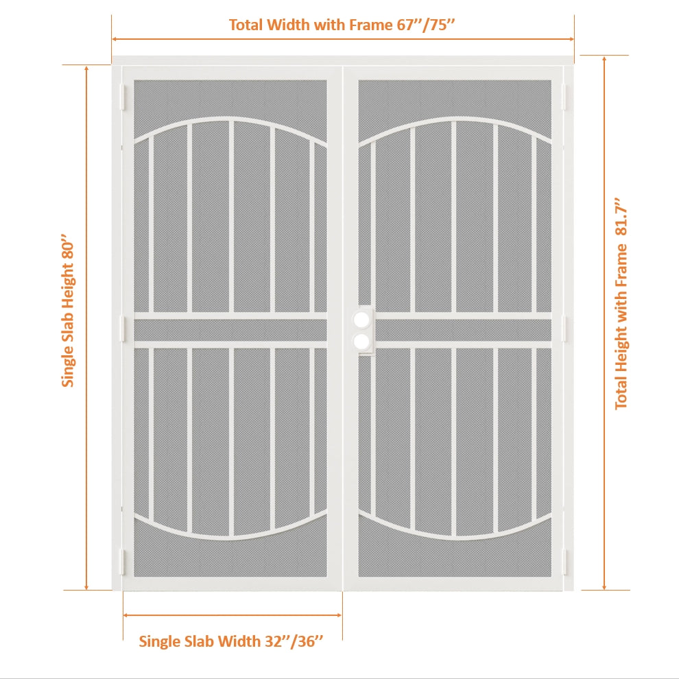 Ark Design Universal/Reversible Hinging White Surface Mount Steel Security Door with Perforated Metal Screen, Black
