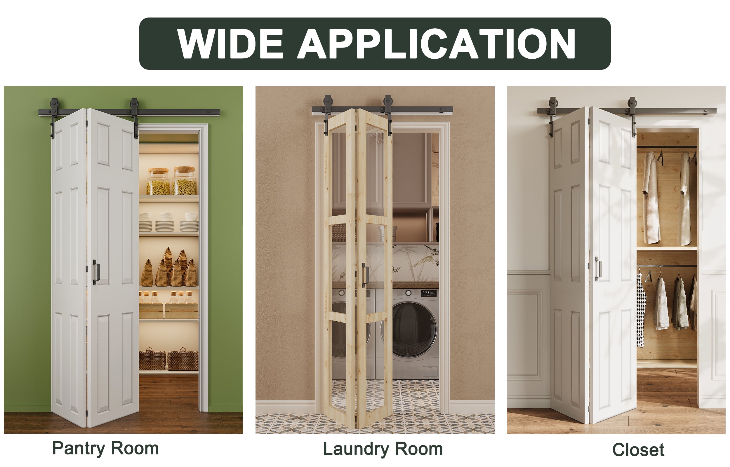 Ark Design Bifold Barn Door Side-mounted Hardware Kit for 4 doors