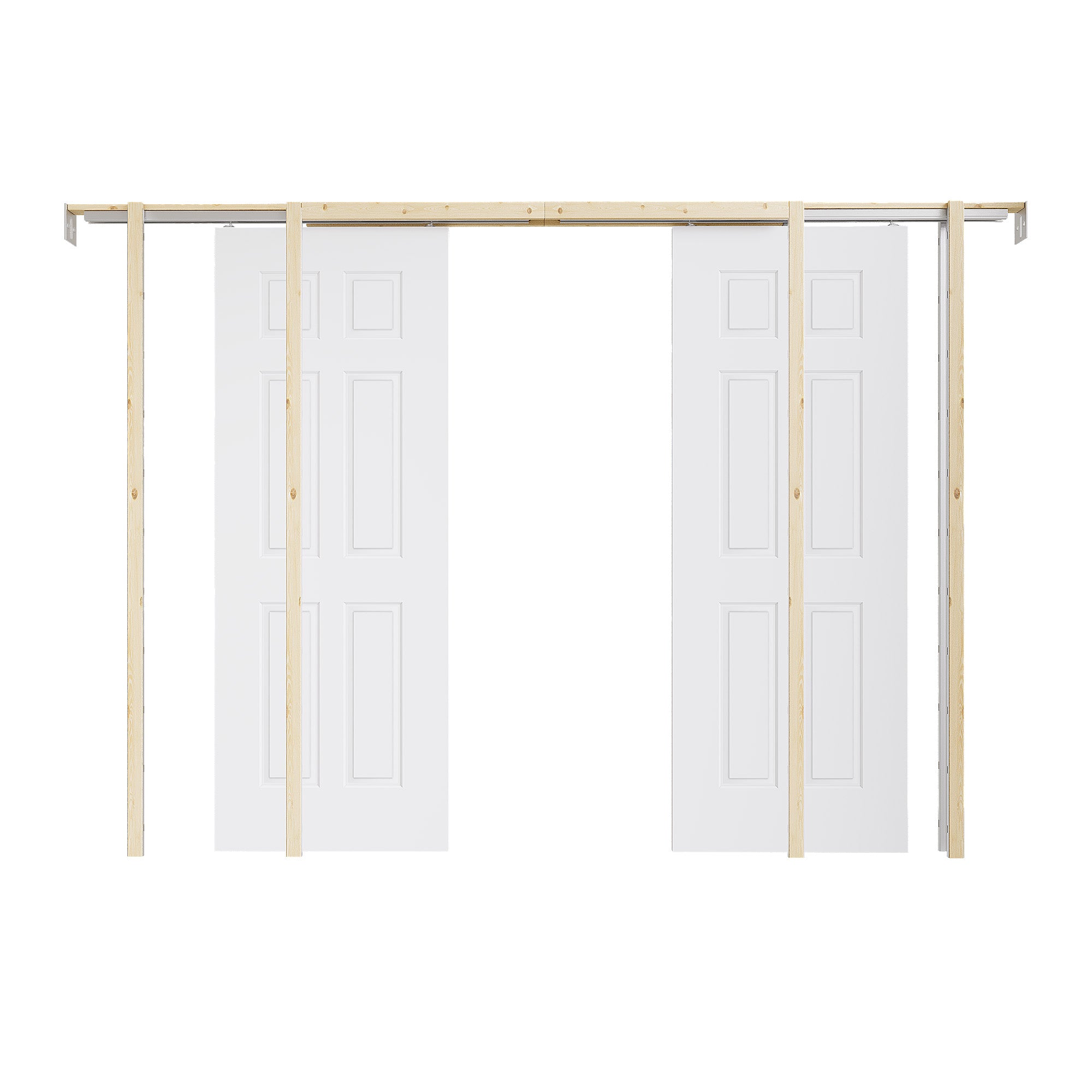 Ark Design Molded 6 Lite Panel Pocket Door with Hardware Kit & Soft Close & Frame, Solid Core MDF Wood & Paint-grade Finished, White