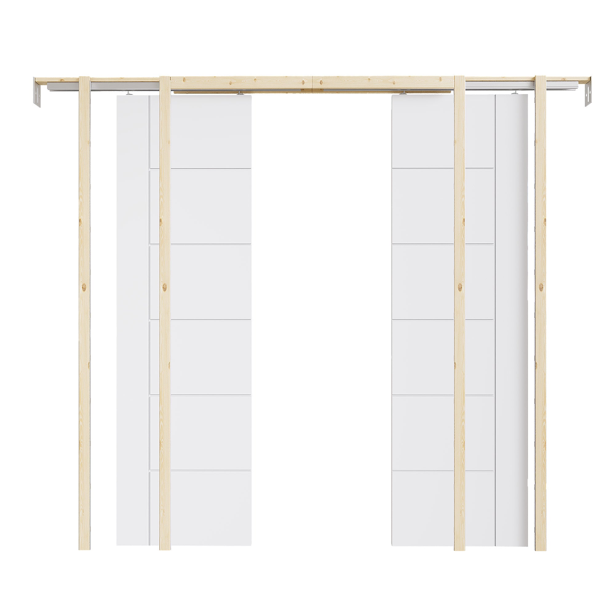 Ark Design Molded 6 Panel Modern Pocket Door with Hardware Kit & Soft Close & Frame, Solid Core MDF Wood & Paint-grade Finished, White