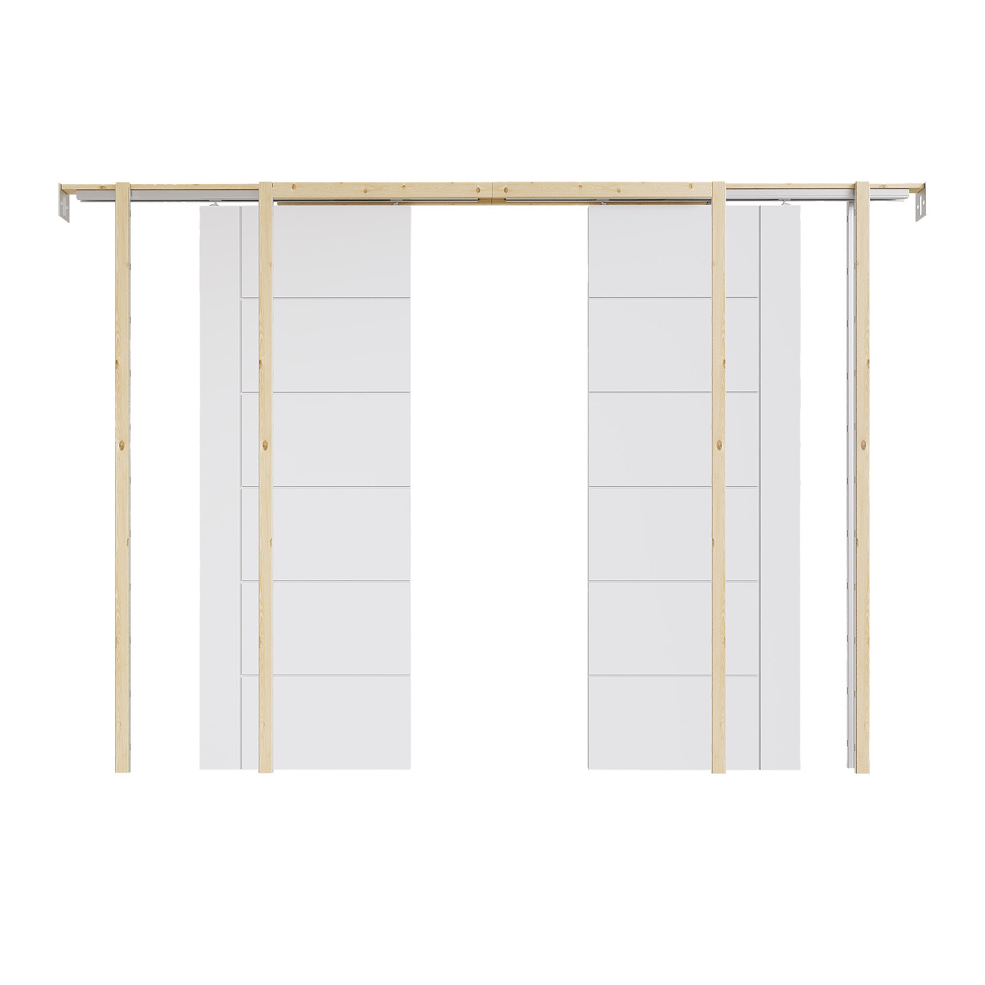 Ark Design Molded 6 Panel Modern Pocket Door with Hardware Kit & Soft Close & Frame, Solid Core MDF Wood & Paint-grade Finished, White