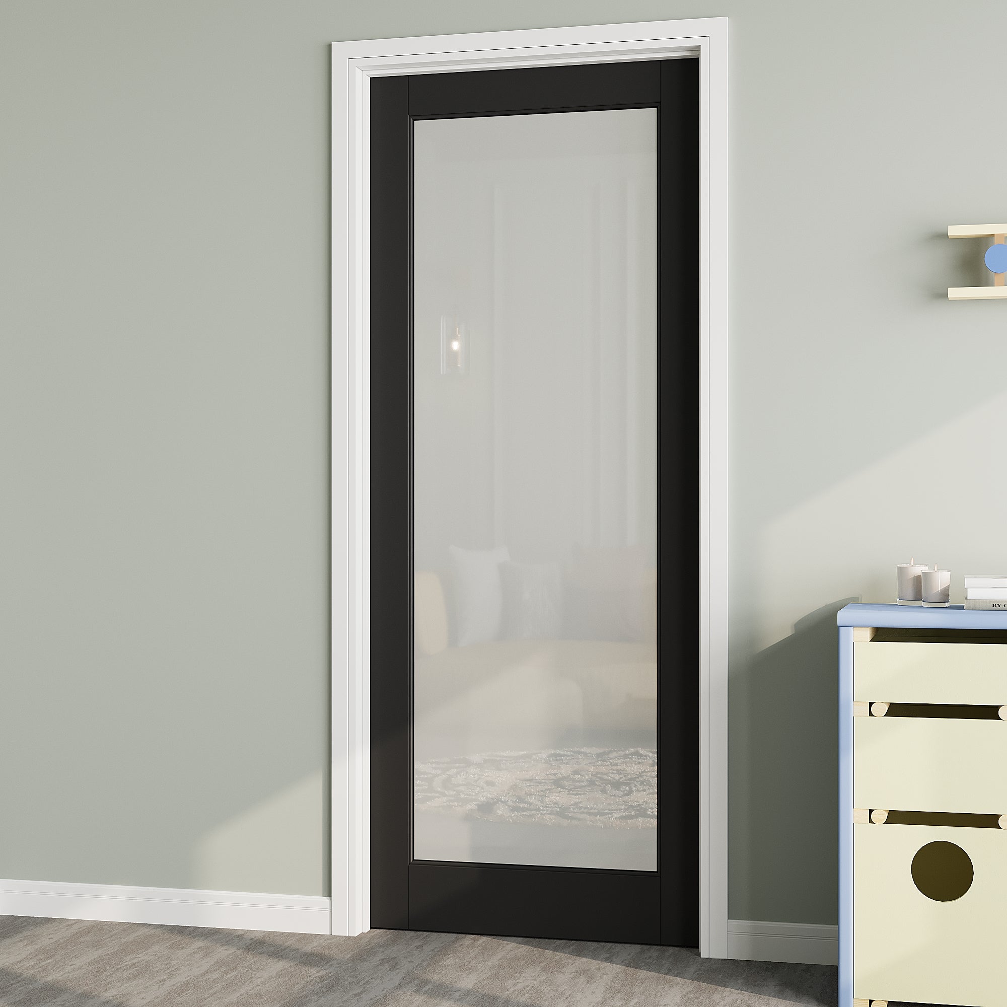 Ark Design Frosted Glass Door Slab with/without Prehung Kit, Black