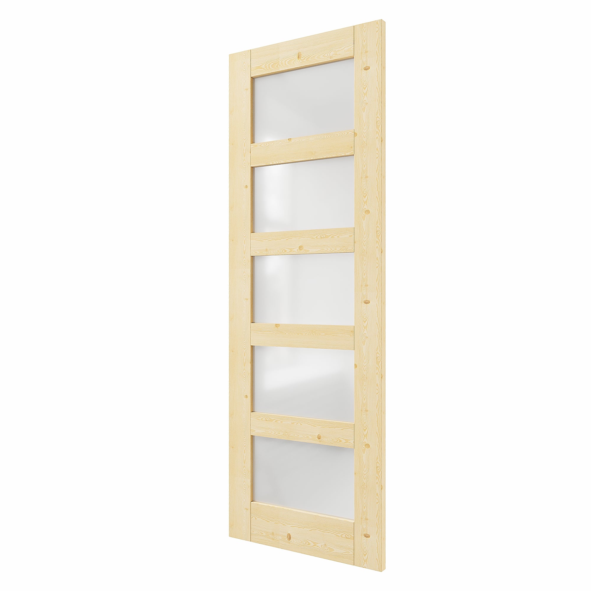 Ark Design 5 Lite Frosted Glass Door Slab with/without Prehung Kit, Solid Pine Wood & Unfinished