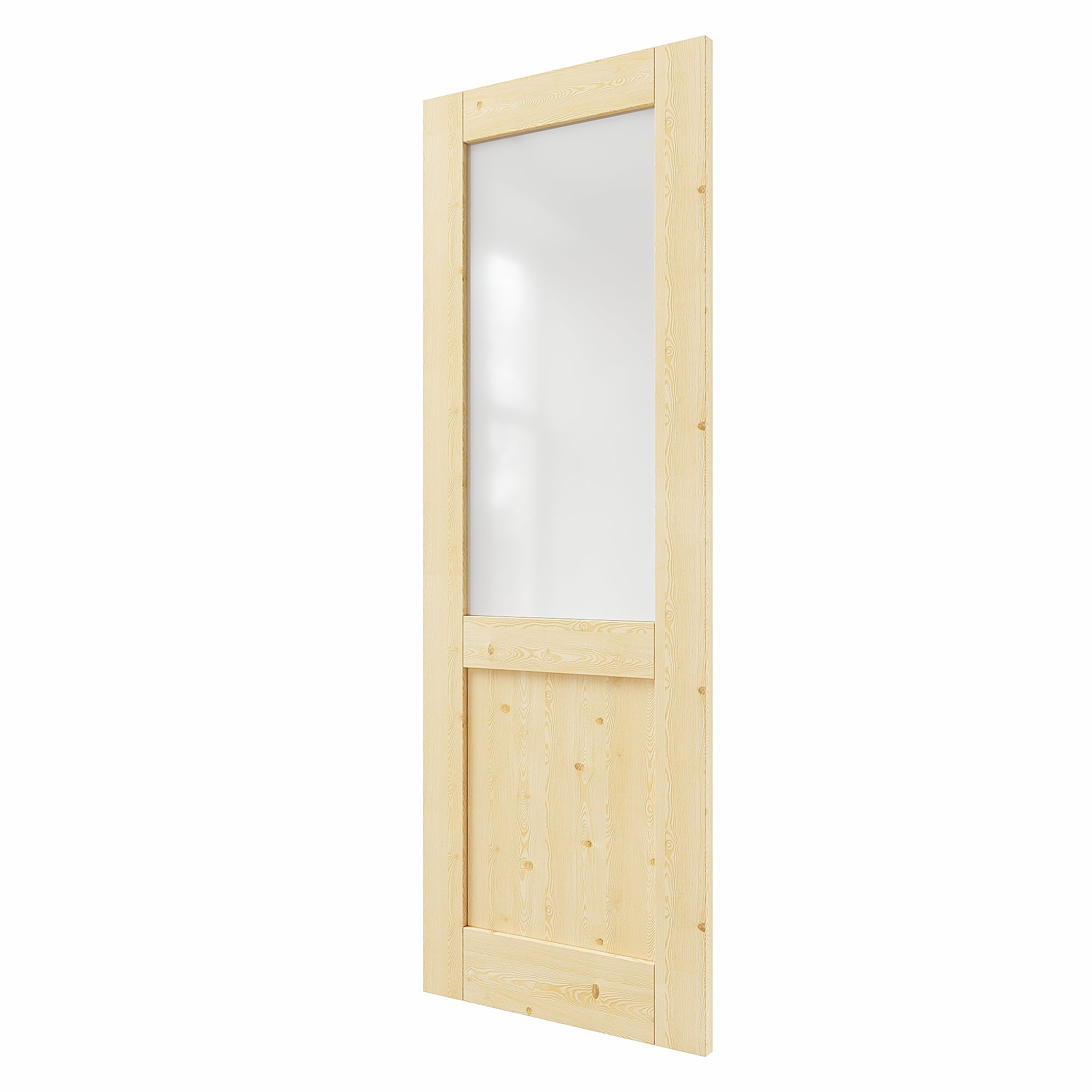 Ark Design Half-Lite Frosted Glass Door Slab with/without Prehung Kit, Solid Pine Wood & Unfinished