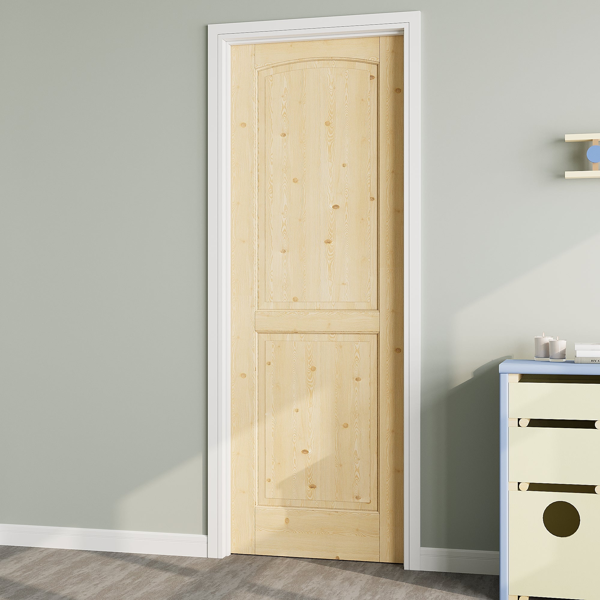 Ark Design 2-Panel Arch Top Solid Core Unfinished Pine Wood Door Slab, with/without Prehung Kit