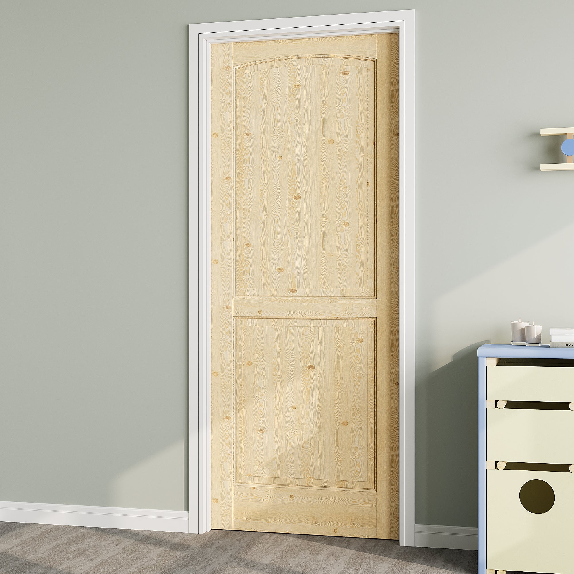 Ark Design 2-Panel Arch Top Solid Core Unfinished Pine Wood Door Slab, with/without Prehung Kit