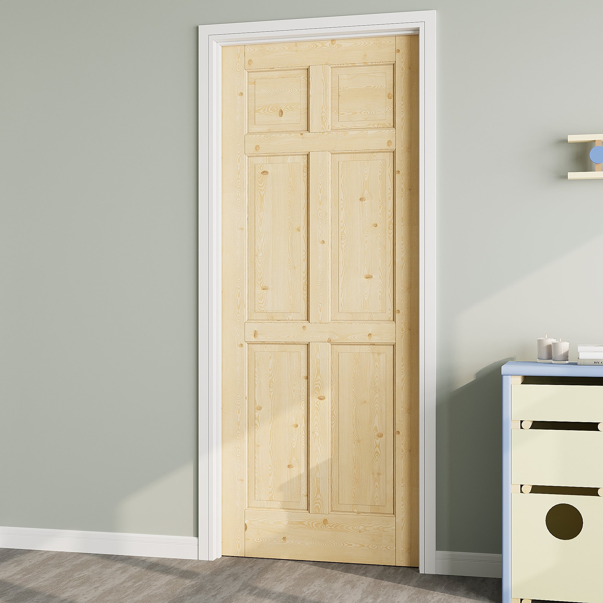 Ark Design 6-Panel Solid Core Unfinished Pine Wood Door Slab, with/without Prehung Kit