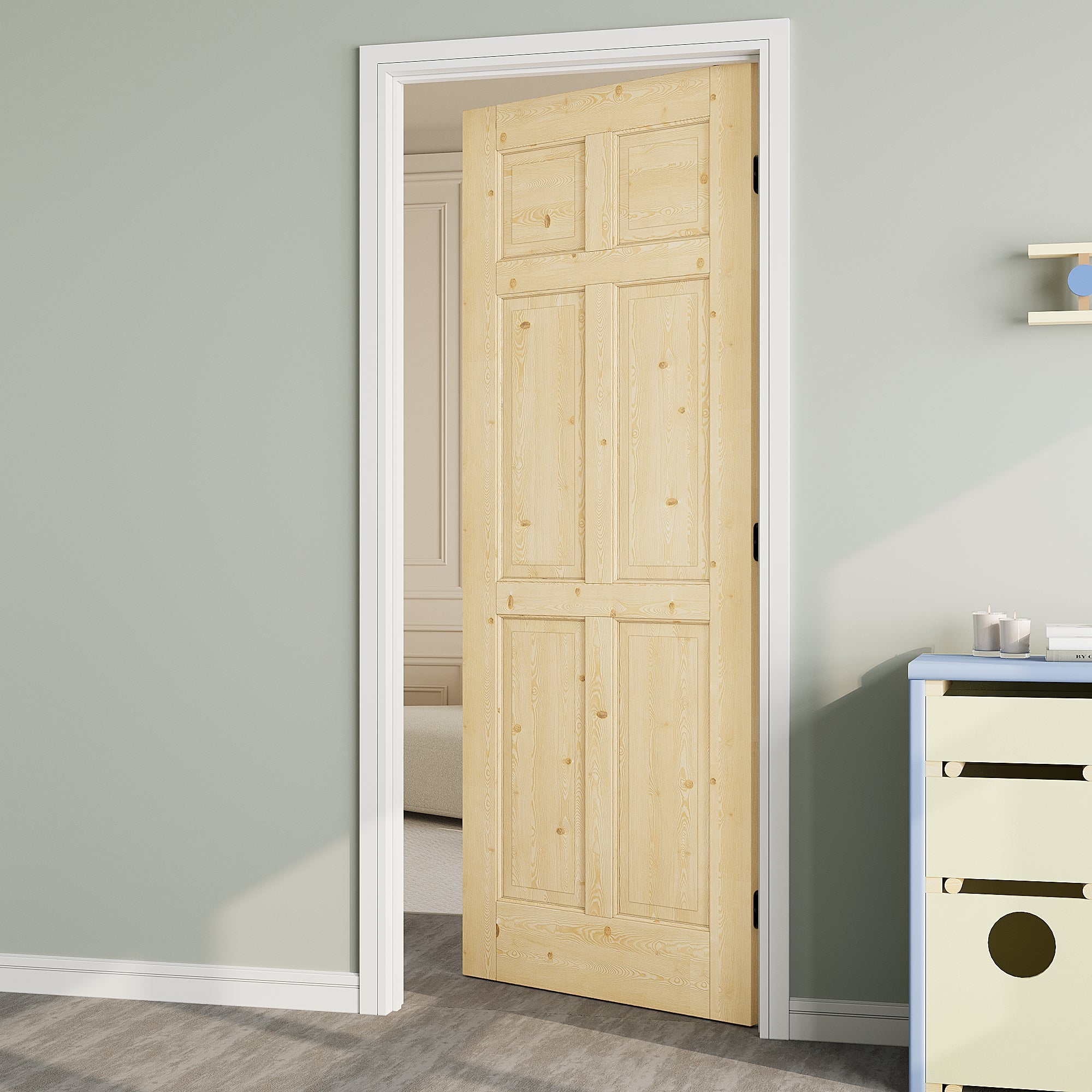 Ark Design 6-Panel Solid Core Unfinished Pine Wood Door Slab, with/without Prehung Kit