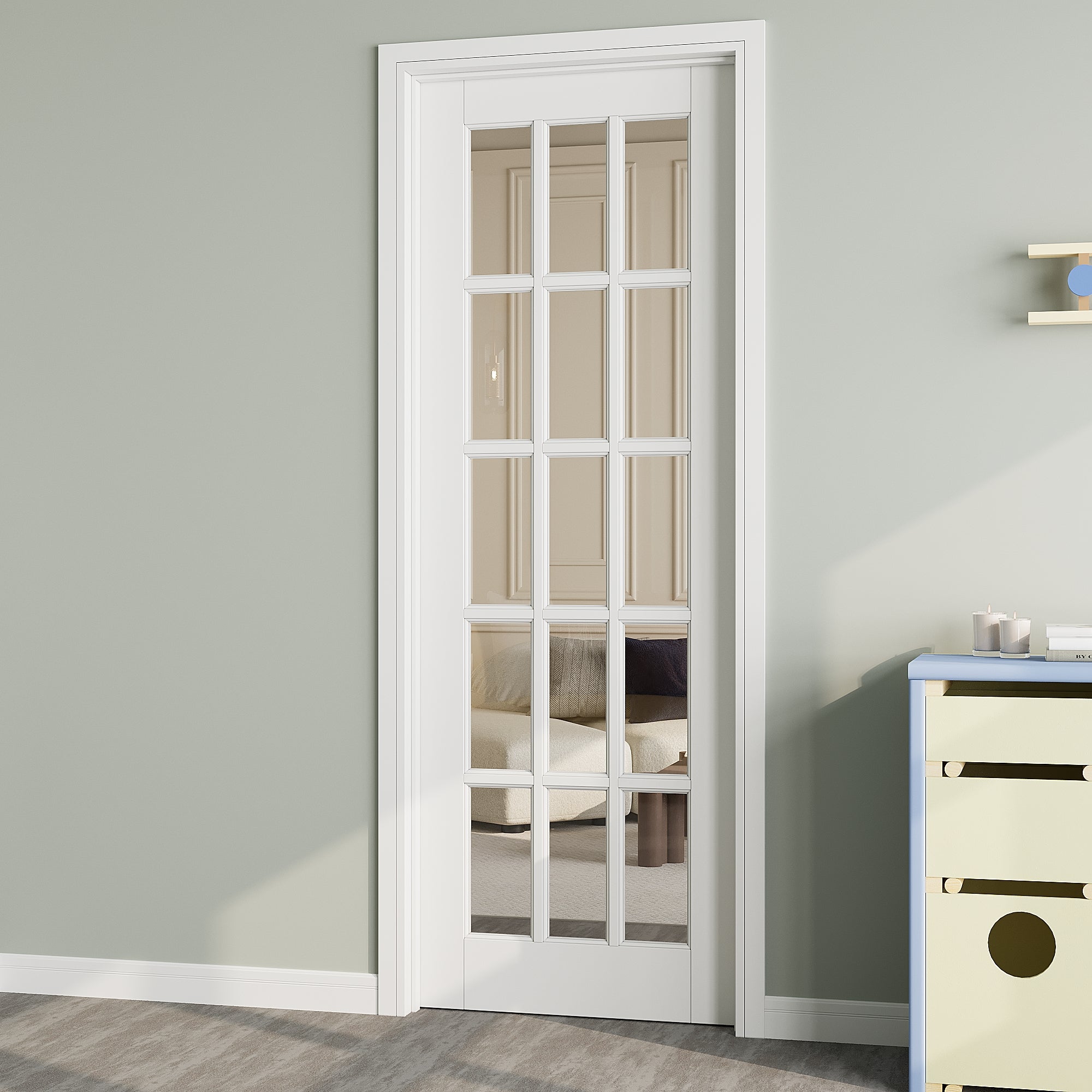 Ark Design 15-Lite Clear Glass Door Slab Prefinished & Paintable Surface, with/without Prehung Kit, White