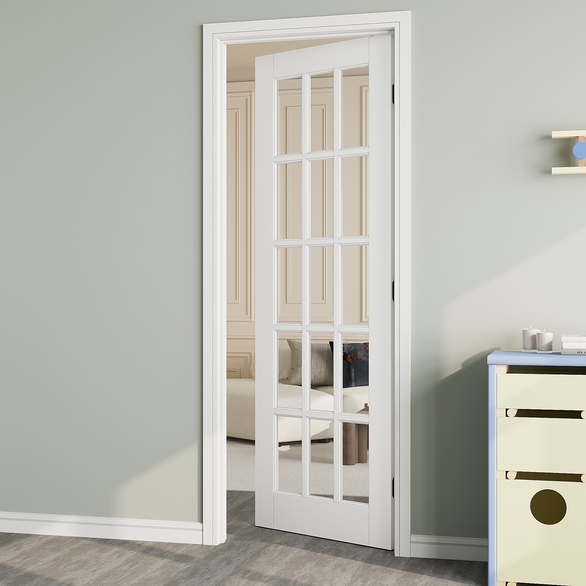 Ark Design 15-Lite Clear Glass Door Slab Prefinished & Paintable Surface, with/without Prehung Kit, White