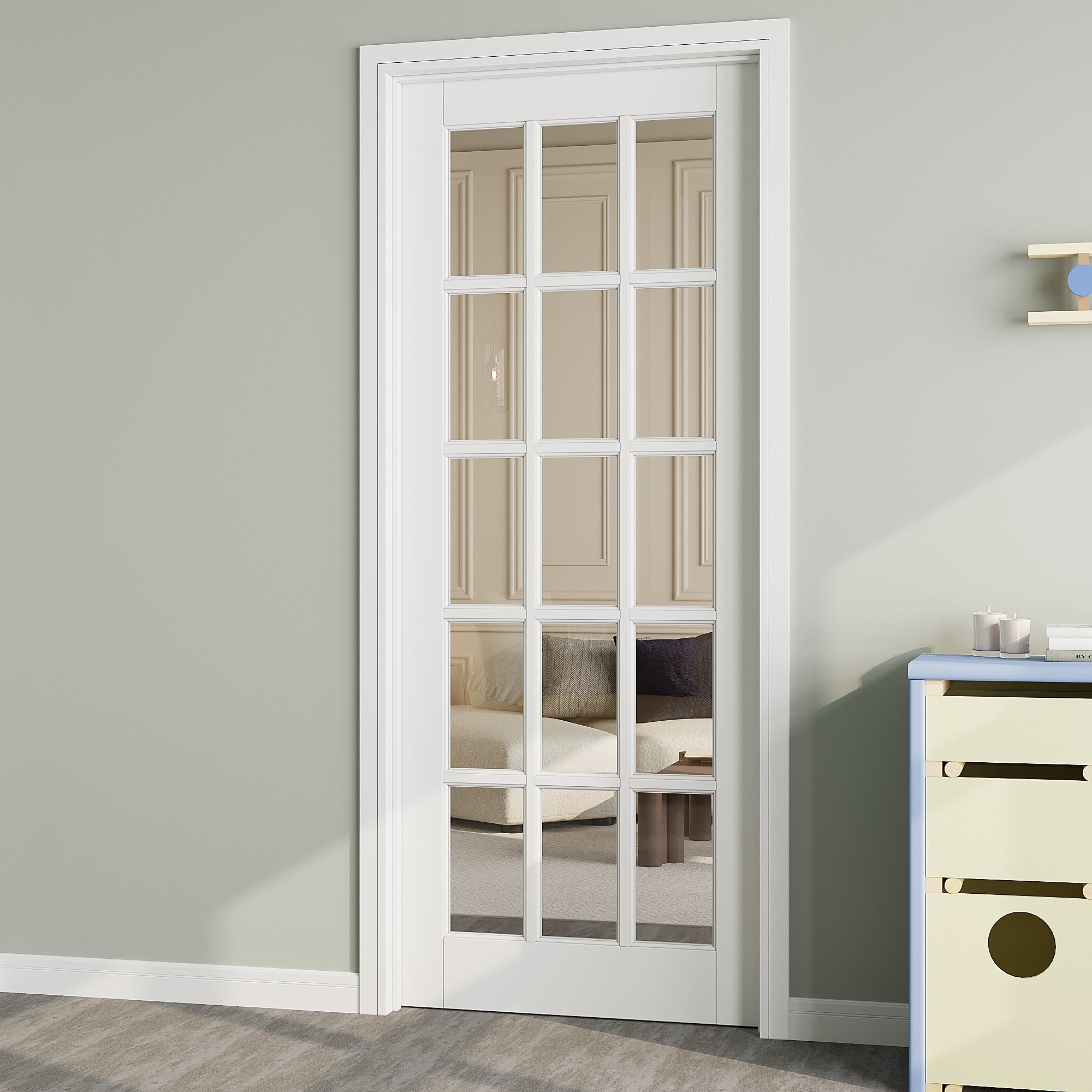 Ark Design 15-Lite Clear Glass Door Slab Prefinished & Paintable Surface, with/without Prehung Kit, White